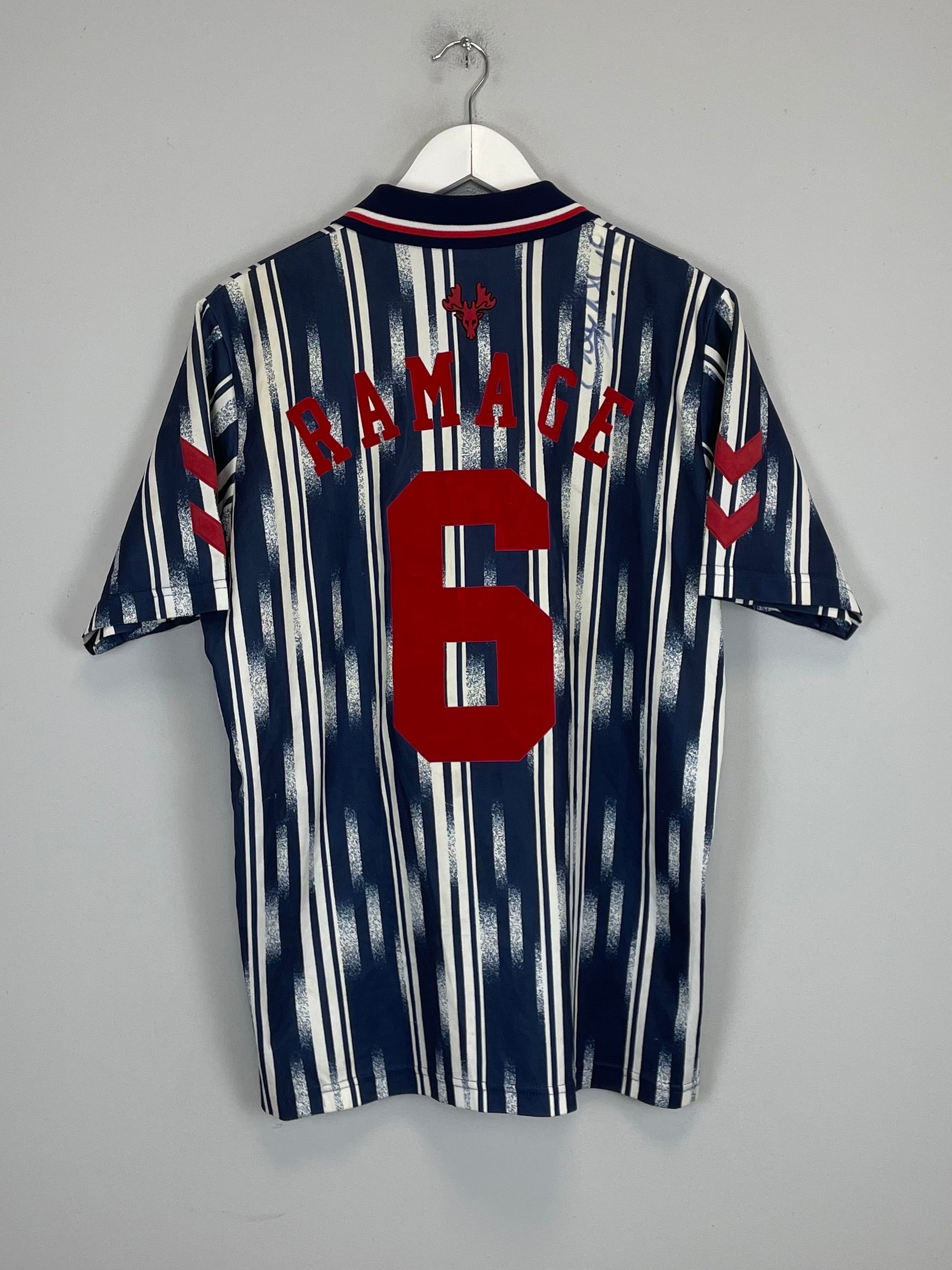 Shop 1993/95 WATFORD RAMAGE #6 *SIGNED* AWAY SHIRT (L) HUMMEL, classic football shirts, vintage football shirts & retro soccer jerseys at Cult Kits