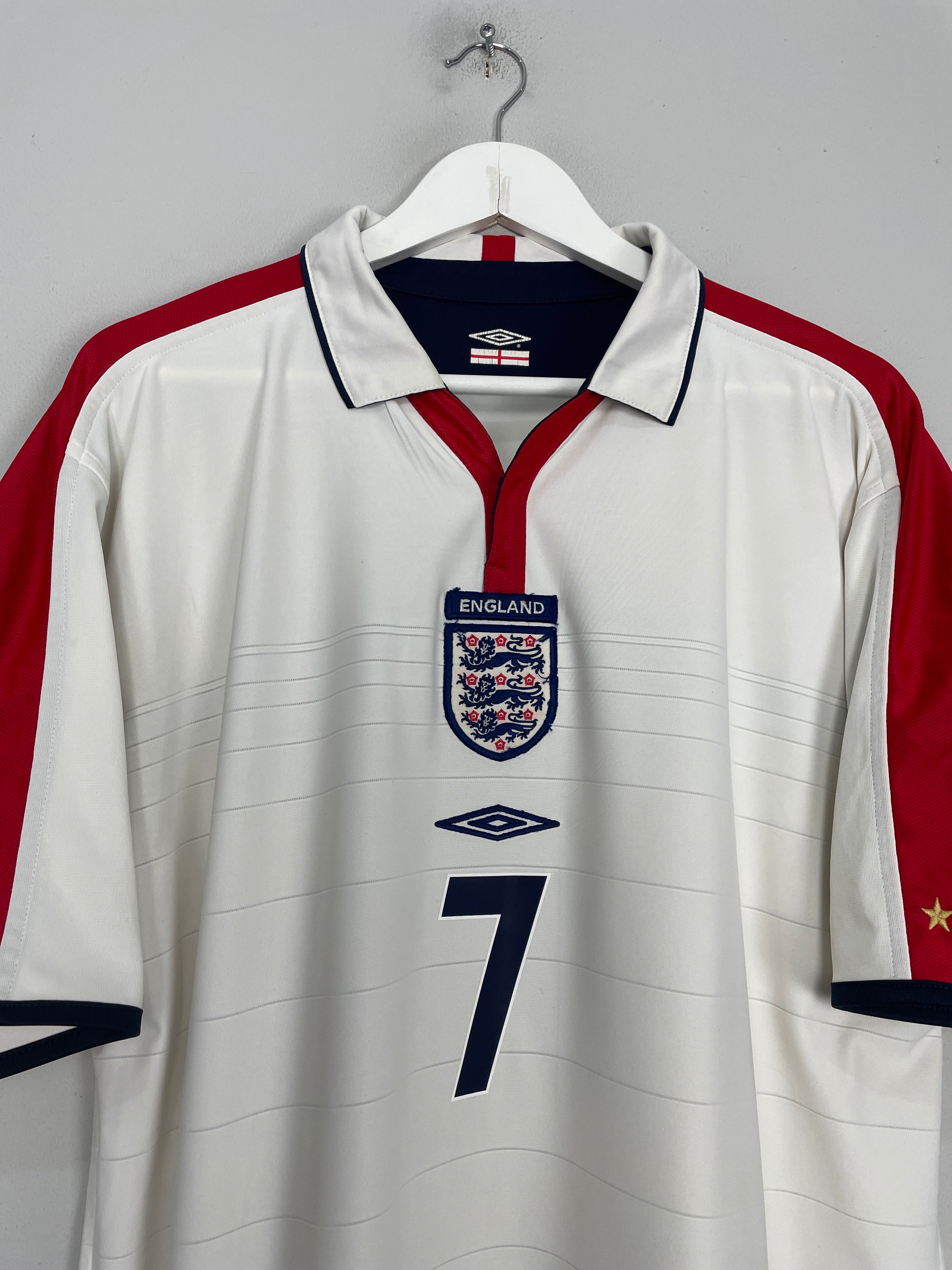 Shop 2003/05 ENGLAND BECKHAM #7 HOME SHIRT (XL) UMBRO, classic football shirts, vintage football shirts & retro soccer jerseys at Cult Kits