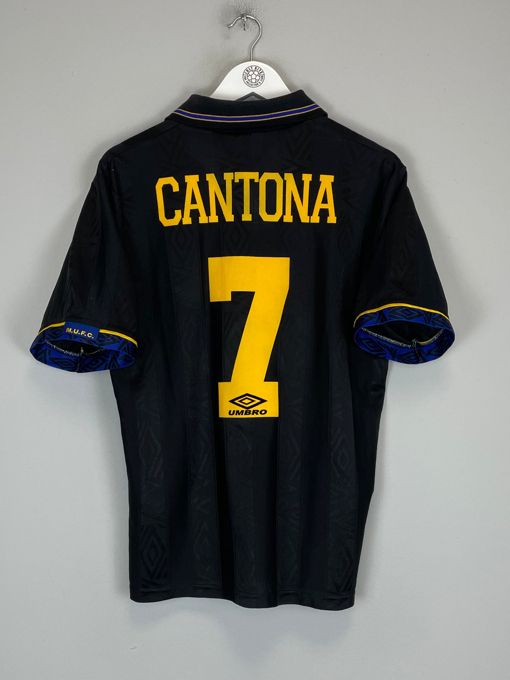 Shop 1993/94 MANCHESTER UNITED CANTONA #7 AWAY SHIRT (M) UMBRO, classic football shirts, vintage football shirts & retro soccer jerseys at Cult Kits