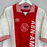 Shop 1996/97 AJAX LITMANEN #10 HOME SHIRT (XL) UMBRO, classic football shirts, vintage football shirts & retro soccer jerseys at Cult Kits