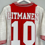 Shop 1996/97 AJAX LITMANEN #10 HOME SHIRT (XL) UMBRO, classic football shirts, vintage football shirts & retro soccer jerseys at Cult Kits