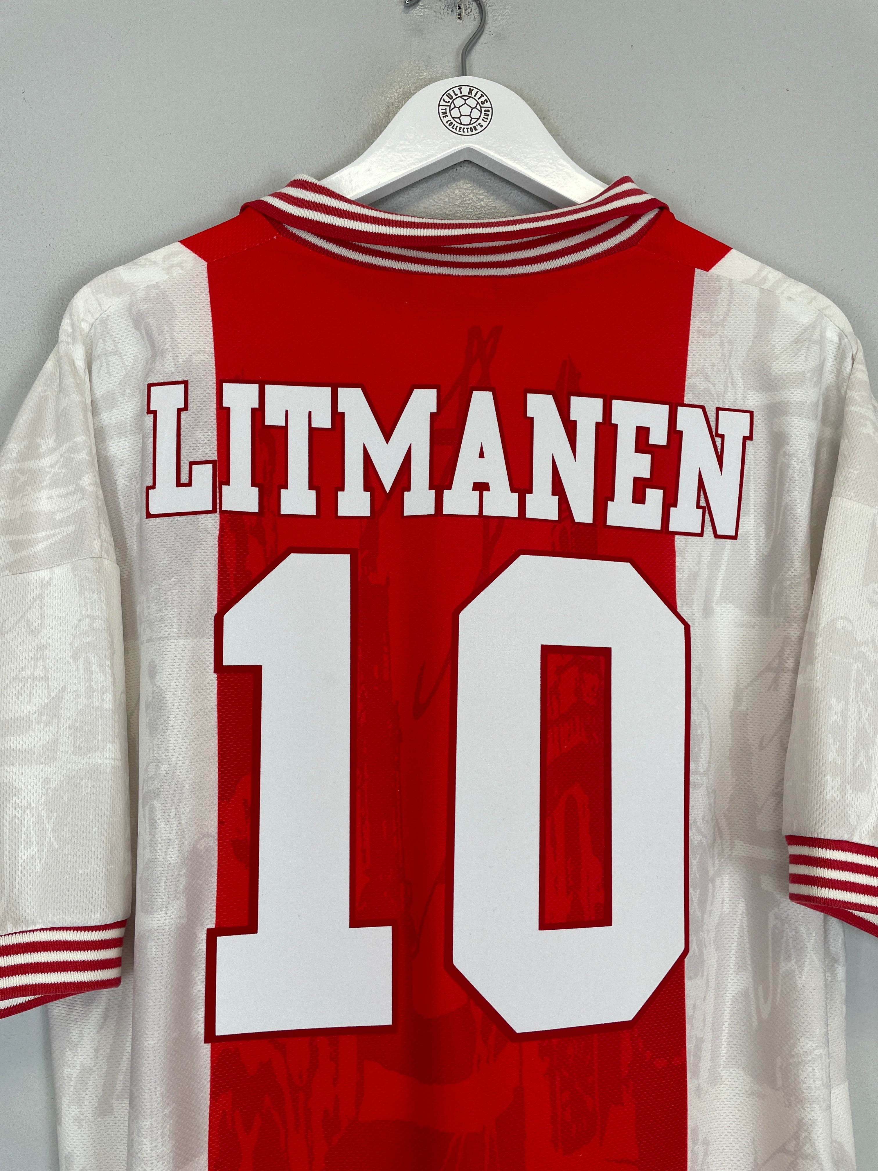Shop 1996/97 AJAX LITMANEN #10 HOME SHIRT (XL) UMBRO, classic football shirts, vintage football shirts & retro soccer jerseys at Cult Kits