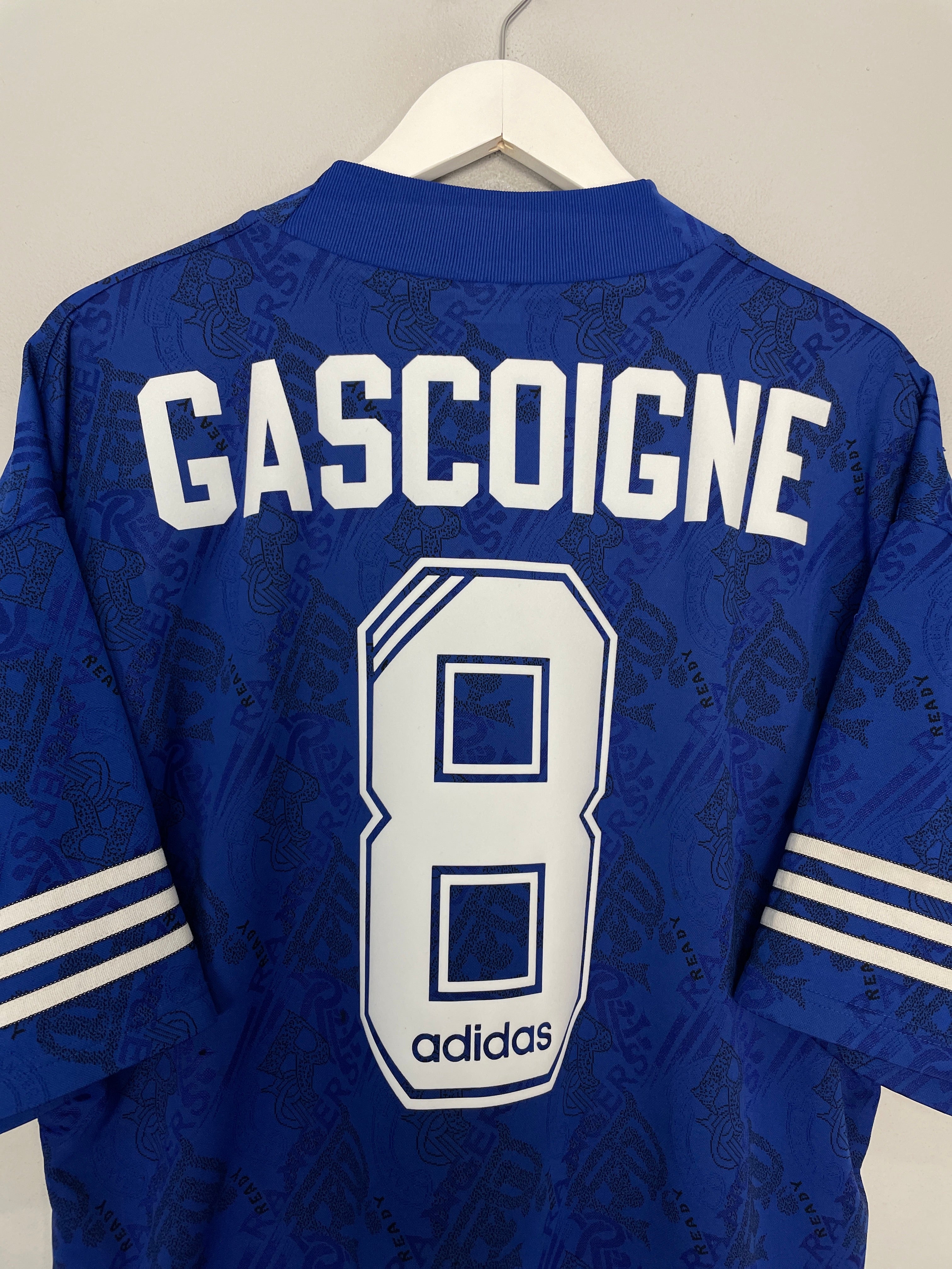 Shop 1994/96 RANGERS GASCOIGNE #8 HOME SHIRT (XL) ADIDAS, classic football shirts, vintage football shirts & retro soccer jerseys at Cult Kits