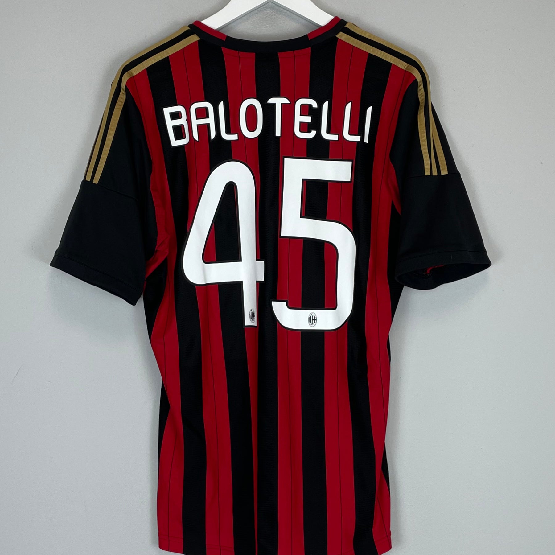 Shop 2014/15 AC MILAN BALOTELLI #45 HOME SHIRT (L) ADIDAS, classic football shirts, vintage football shirts & retro soccer jerseys at Cult Kits