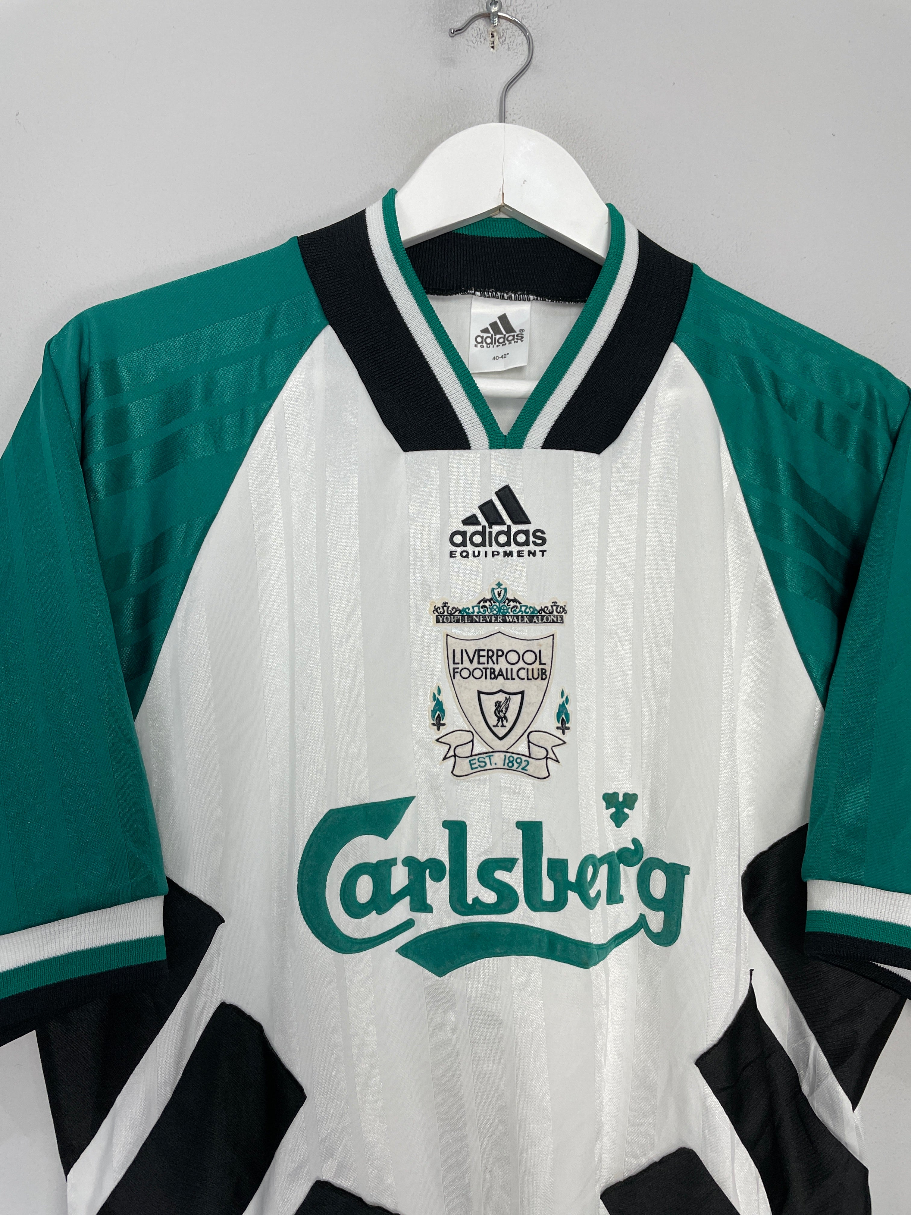 Shop 1993/95 LIVERPOOL AWAY SHIRT (M) ADIDAS, classic football shirts, vintage football shirts & retro soccer jerseys at Cult Kits