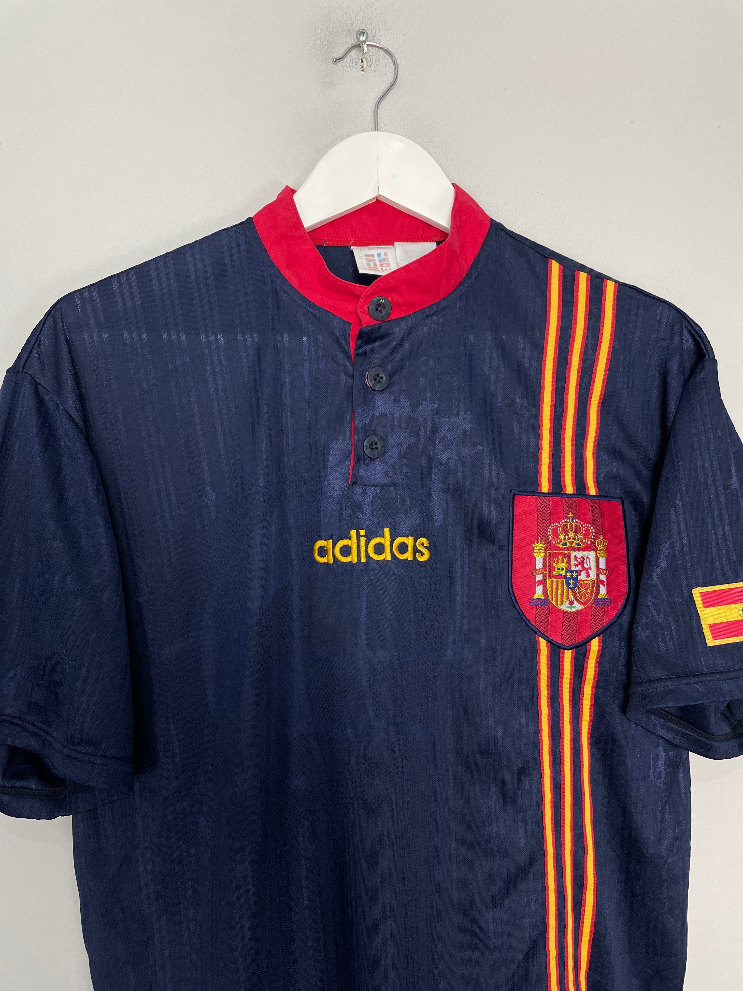 Shop 1996/98 SPAIN AWAY SHIRT (L) ADIDAS, classic football shirts, vintage football shirts & retro soccer jerseys at Cult Kits