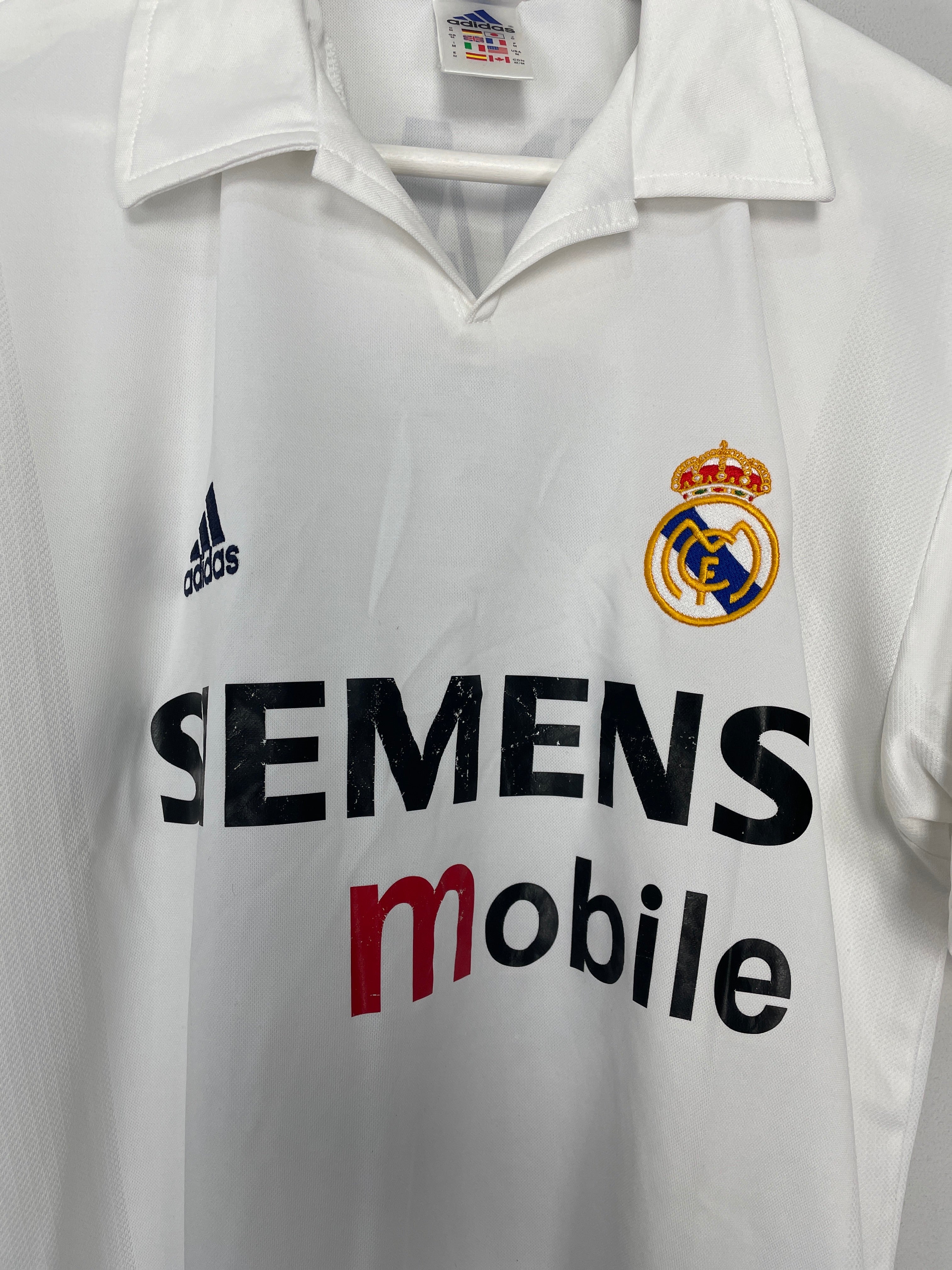 Shop 2002/03 REAL MADRID ZIDANE #5 *CENTENARY* HOME SHIRT (M) ADIDAS, classic football shirts, vintage football shirts & retro soccer jerseys at Cult Kits