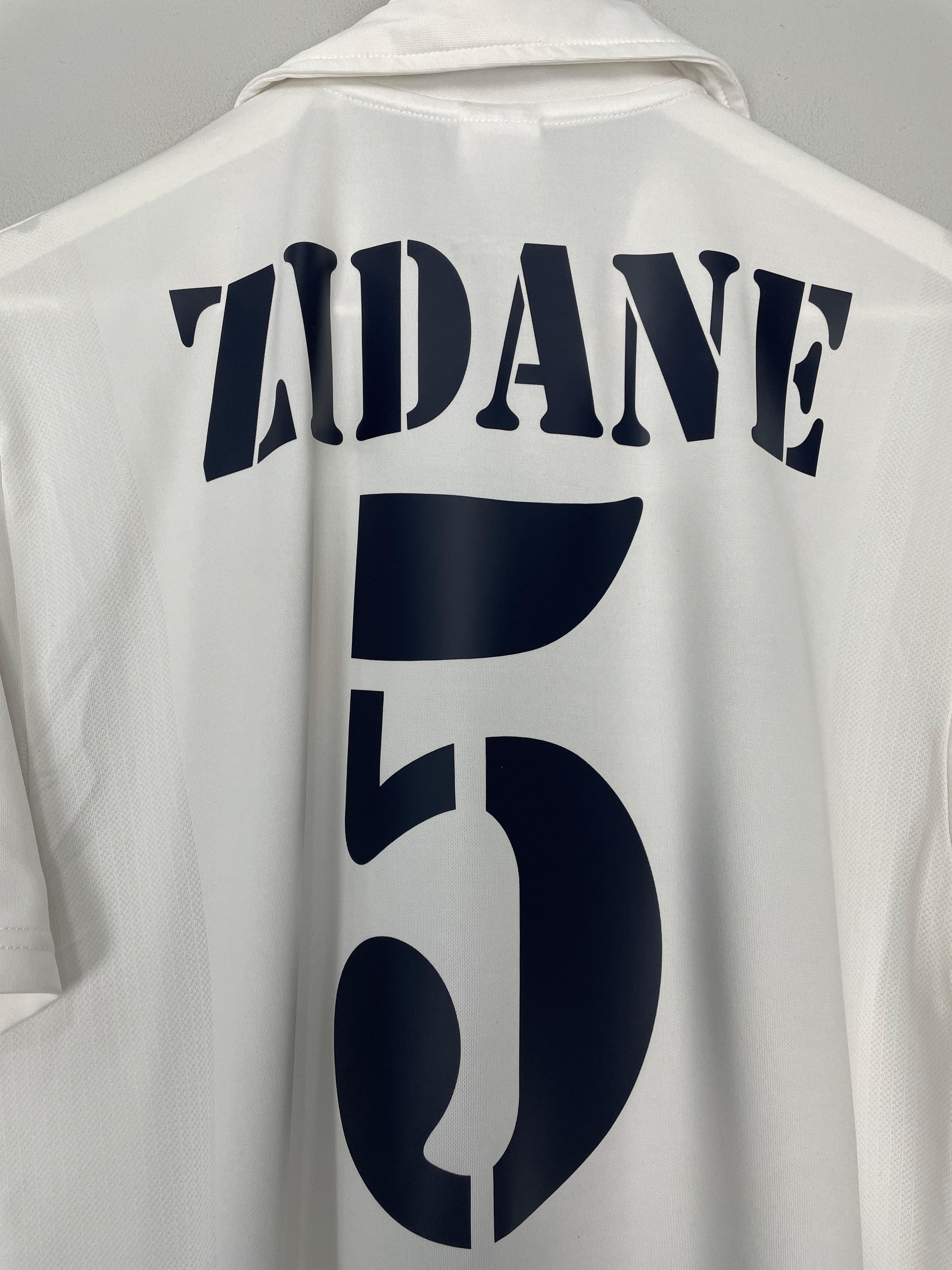 Shop 2002/03 REAL MADRID ZIDANE #5 *CENTENARY* HOME SHIRT (M) ADIDAS, classic football shirts, vintage football shirts & retro soccer jerseys at Cult Kits