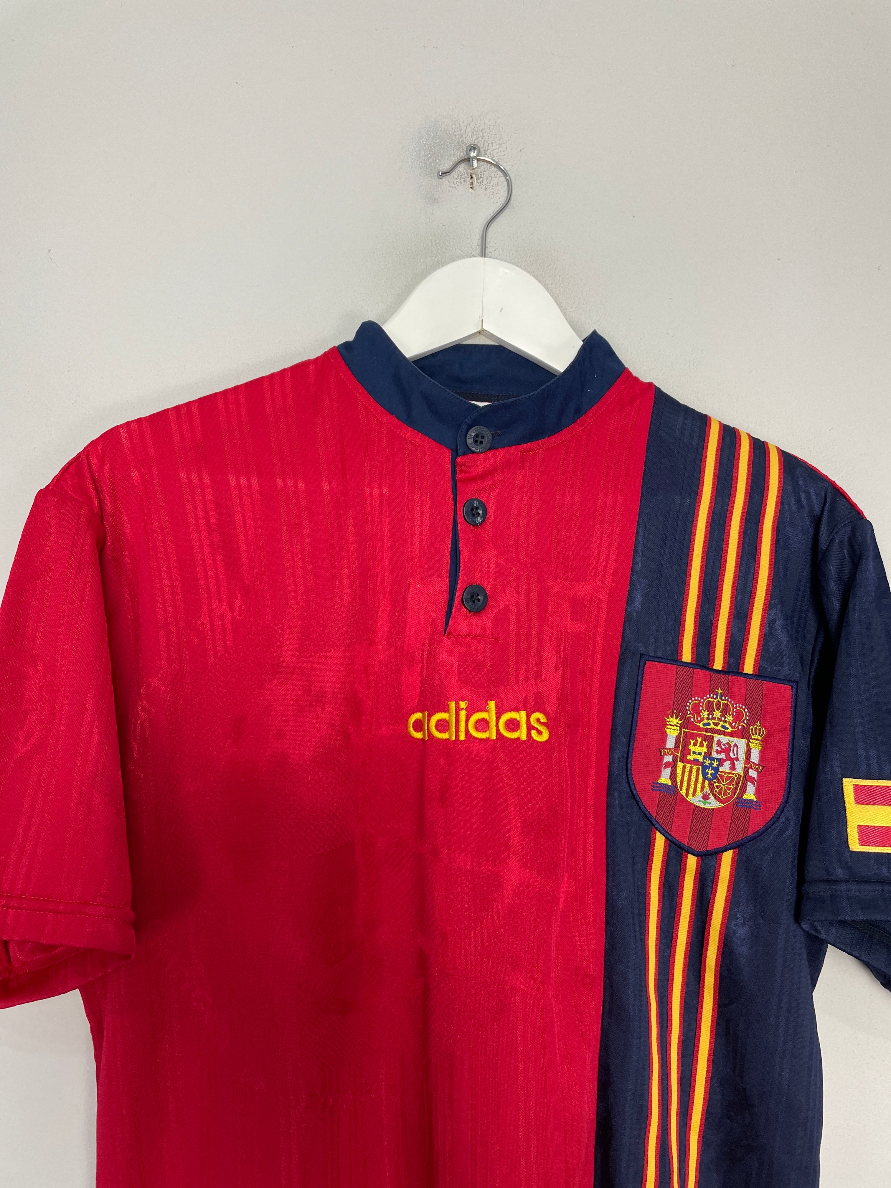 Shop 1996/98 SPAIN HOME SHIRT (M) ADIDAS, classic football shirts, vintage football shirts & retro soccer jerseys at Cult Kits