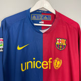 Shop 2008/10 BARCELONA MESSI #10 L/S HOME SHIRT (XL) NIKE, classic football shirts, vintage football shirts & retro soccer jerseys at Cult Kits