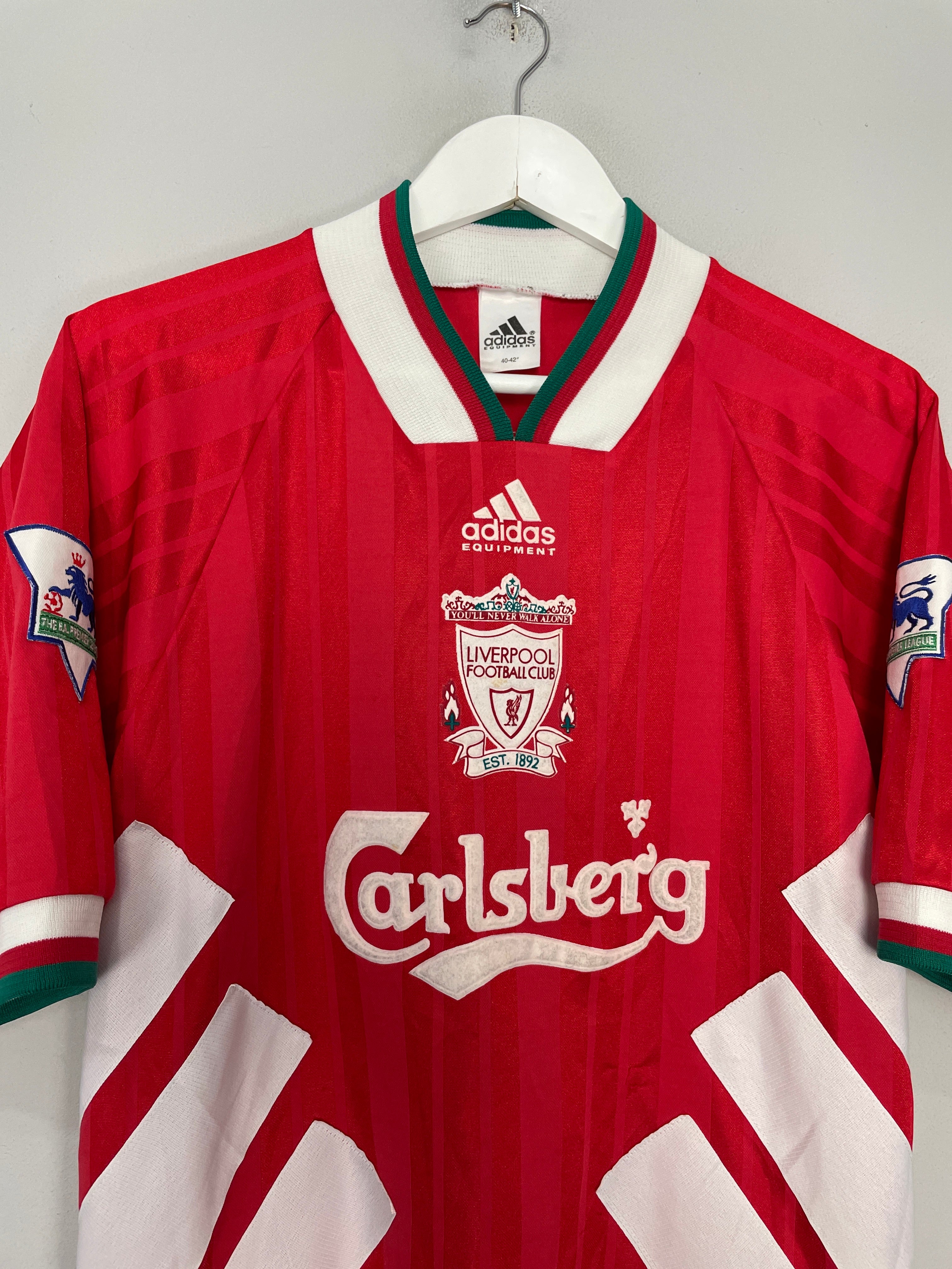 Shop 1993/95 LIVERPOOL HOME SHIRT (M) ADIDAS, classic football shirts, vintage football shirts & retro soccer jerseys at Cult Kits