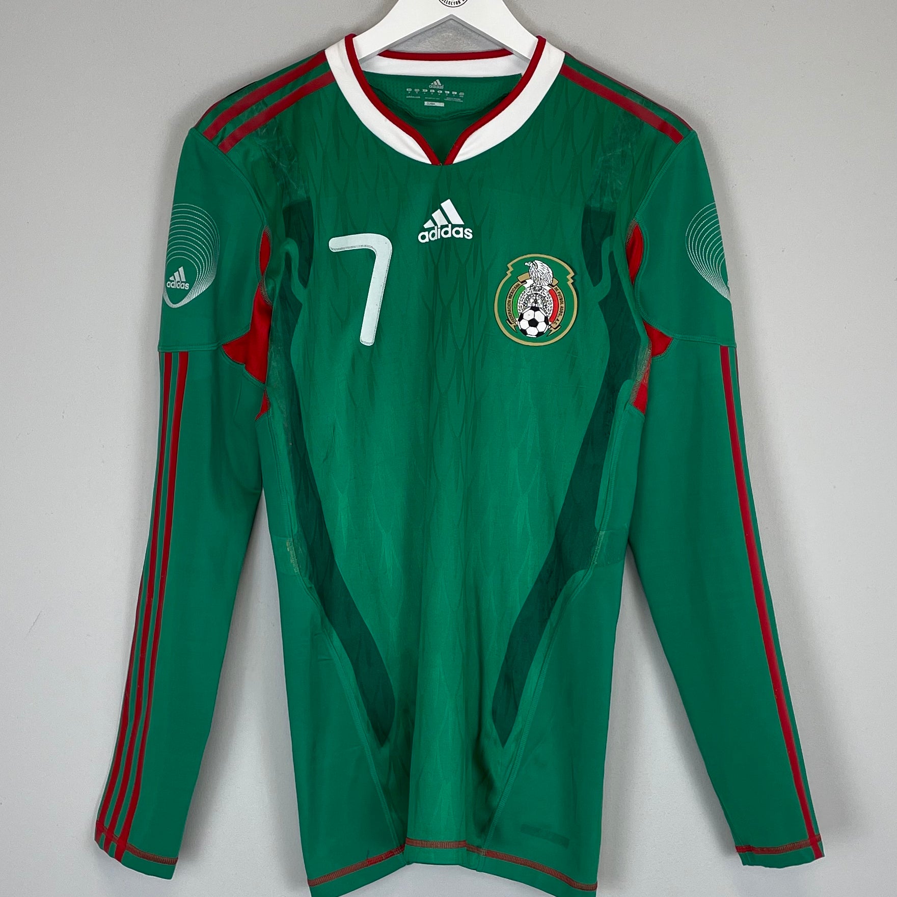 Shop 2010 MEXICO P.BARRERA #7 *PLAYER ISSUE* L/S HOME SHIRT (M) ADIDAS, classic football shirts, vintage football shirts & retro soccer jerseys at Cult Kits