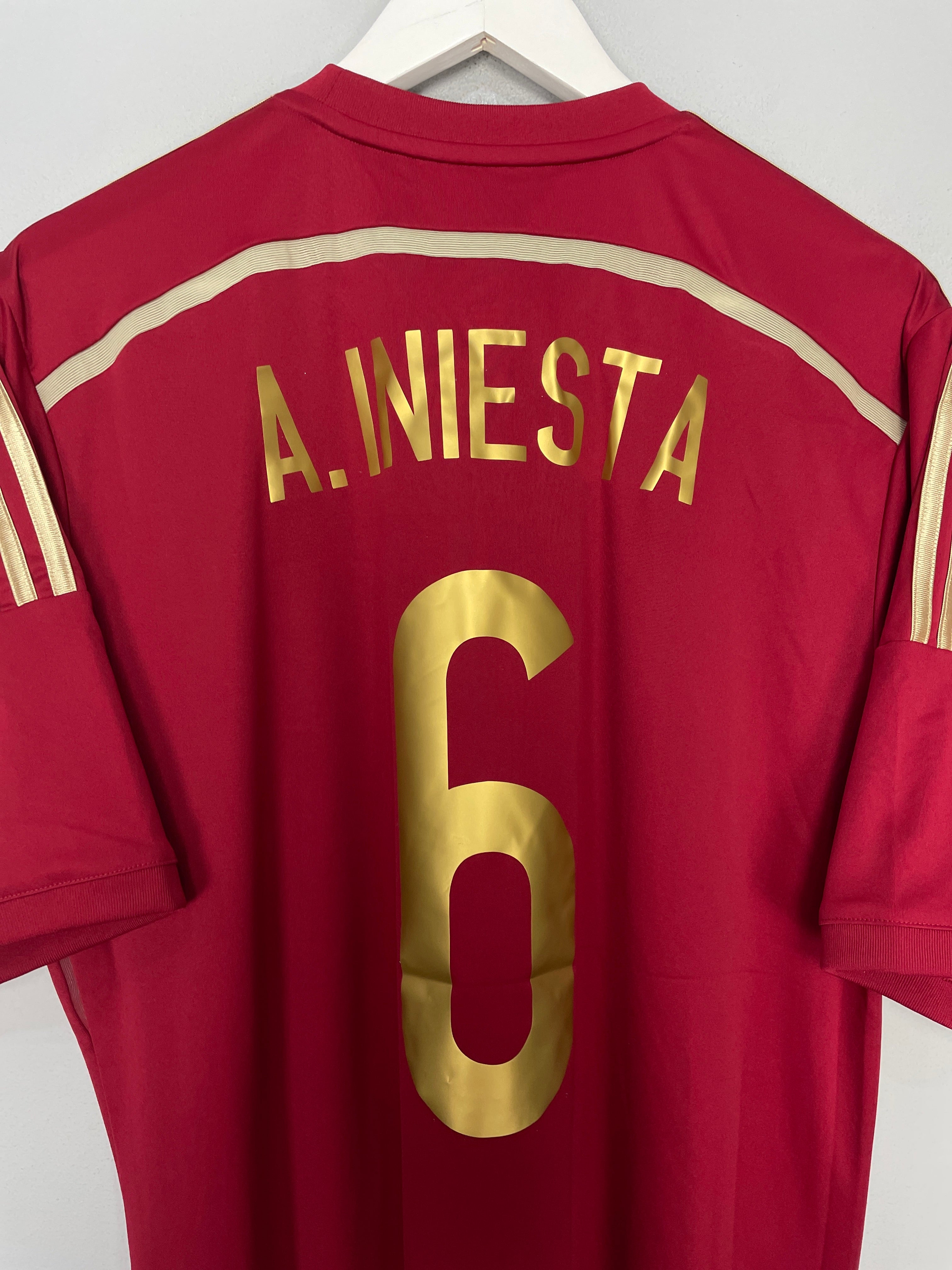 Shop 2013/15 SPAIN A.INIESTA #6 HOME SHIRT (XL) ADIDAS, classic football shirts, vintage football shirts & retro soccer jerseys at Cult Kits