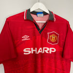 Shop 1994/96 MANCHESTER UNITED BECKHAM #24 HOME SHIRT (L) UMBRO, classic football shirts, vintage football shirts & retro soccer jerseys at Cult Kits