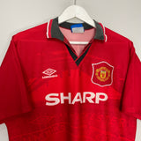 Shop 1994/96 MANCHESTER UNITED BECKHAM #24 HOME SHIRT (L) UMBRO, classic football shirts, vintage football shirts & retro soccer jerseys at Cult Kits