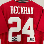 Shop 1994/96 MANCHESTER UNITED BECKHAM #24 HOME SHIRT (L) UMBRO, classic football shirts, vintage football shirts & retro soccer jerseys at Cult Kits