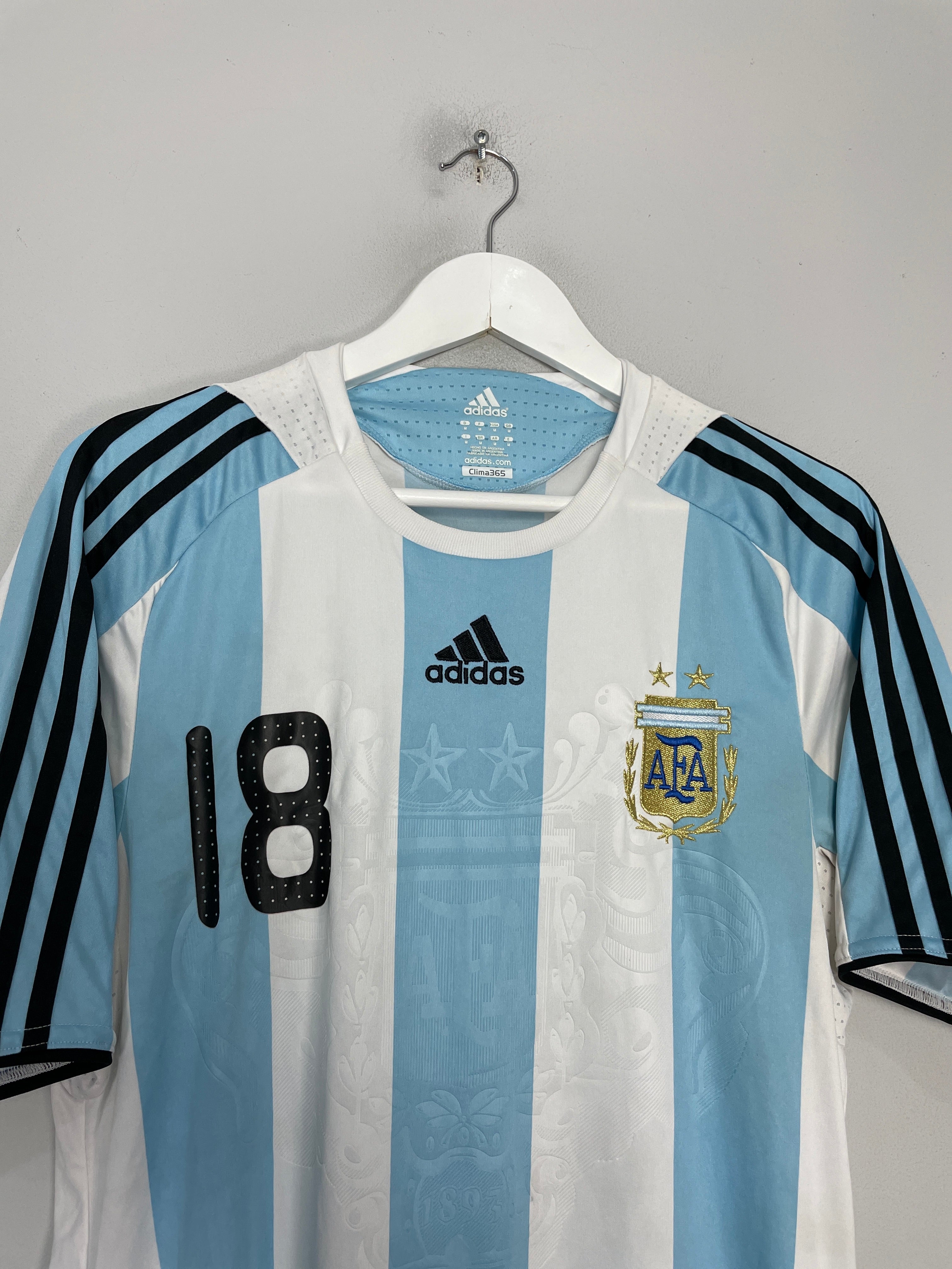 Shop 2007/09 ARGENTINA MESSI #18 HOME SHIRT (M) ADIDAS, classic football shirts, vintage football shirts & retro soccer jerseys at Cult Kits