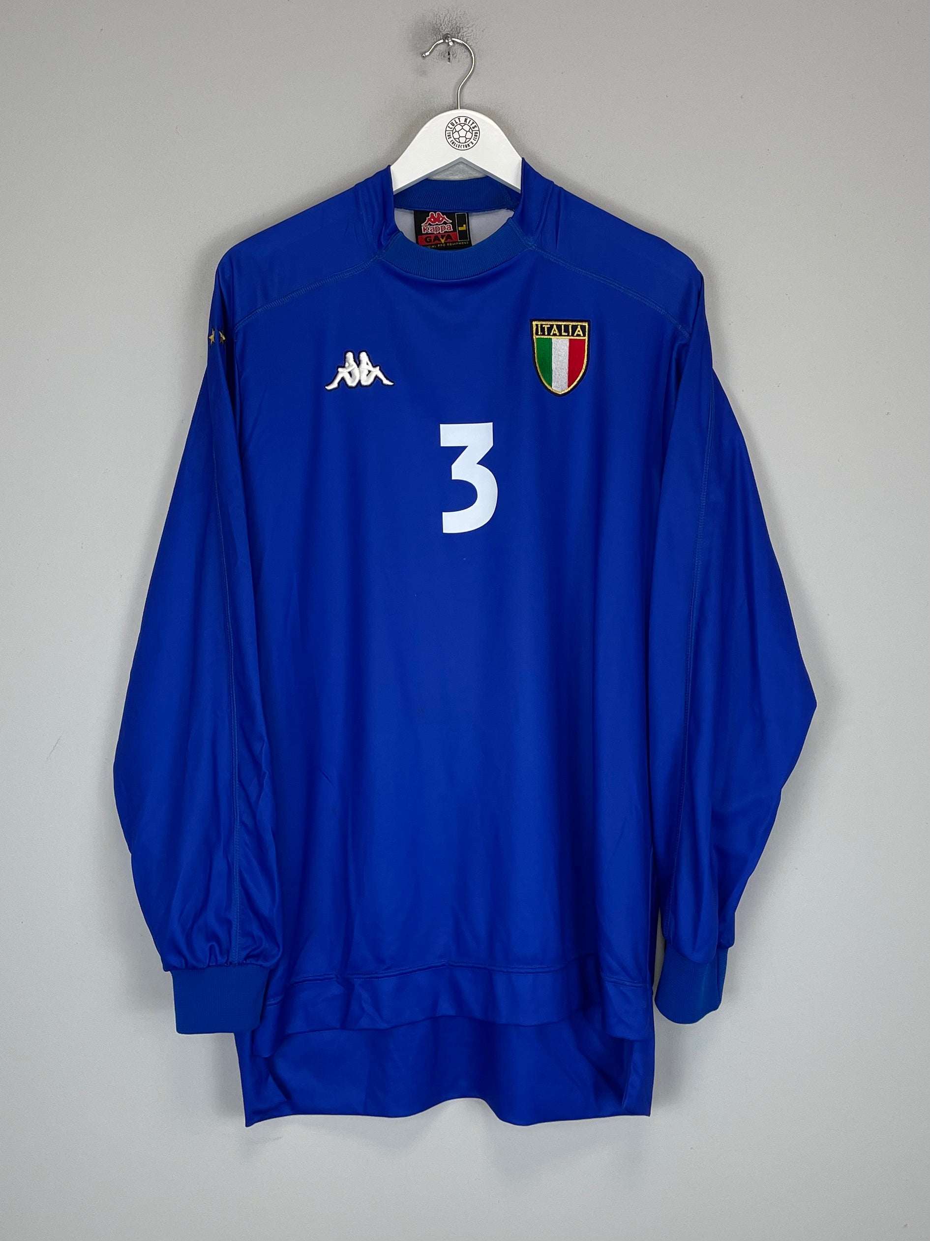 Shop 1998/99 ITALY MALDINI #3 L/S HOME SHIRT (XL) KAPPA, classic football shirts, vintage football shirts & retro soccer jerseys at Cult Kits