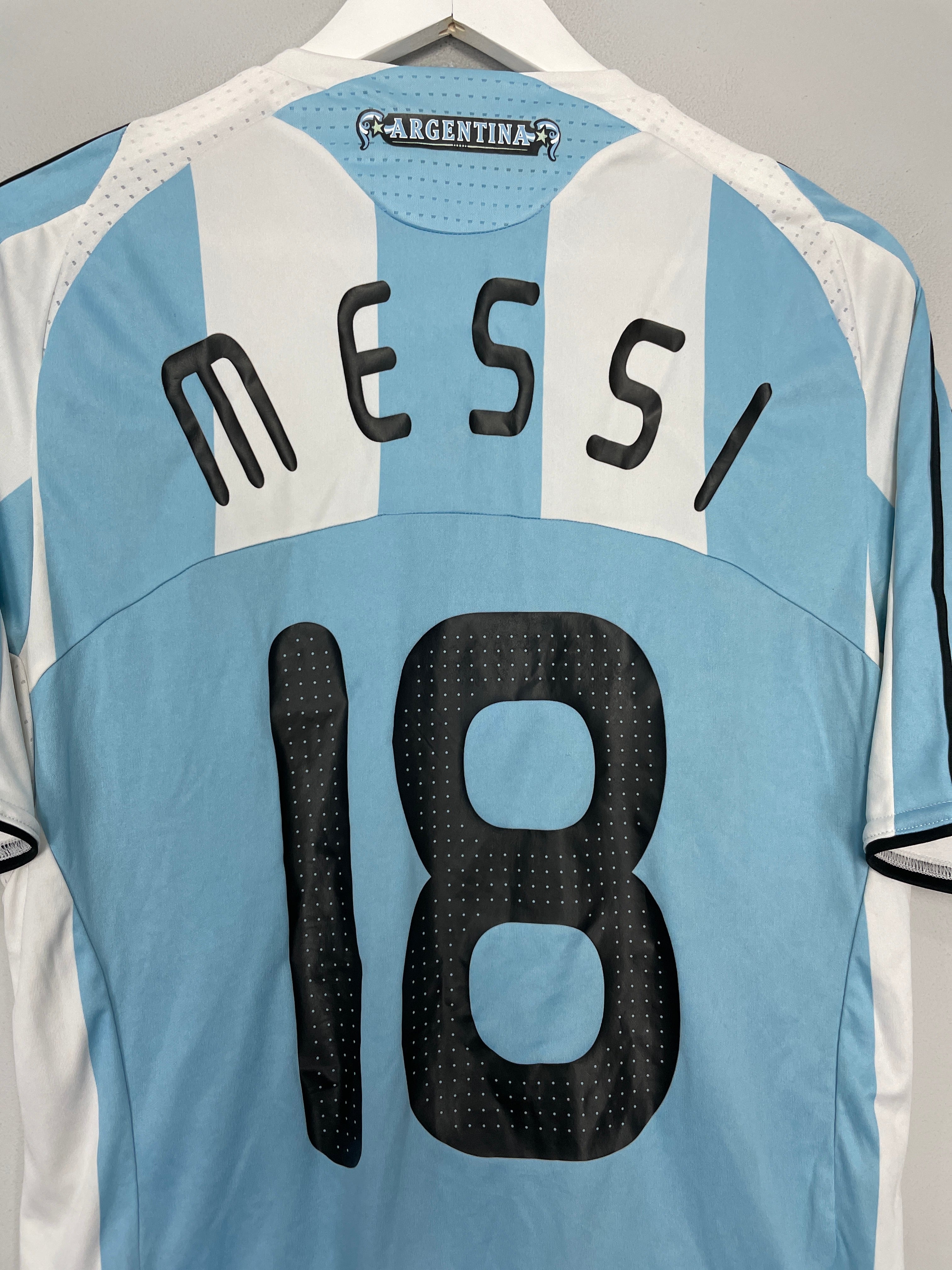 Shop 2007/09 ARGENTINA MESSI #18 HOME SHIRT (M) ADIDAS, classic football shirts, vintage football shirts & retro soccer jerseys at Cult Kits