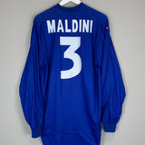 Shop 1998/99 ITALY MALDINI #3 L/S HOME SHIRT (XL) KAPPA, classic football shirts, vintage football shirts & retro soccer jerseys at Cult Kits