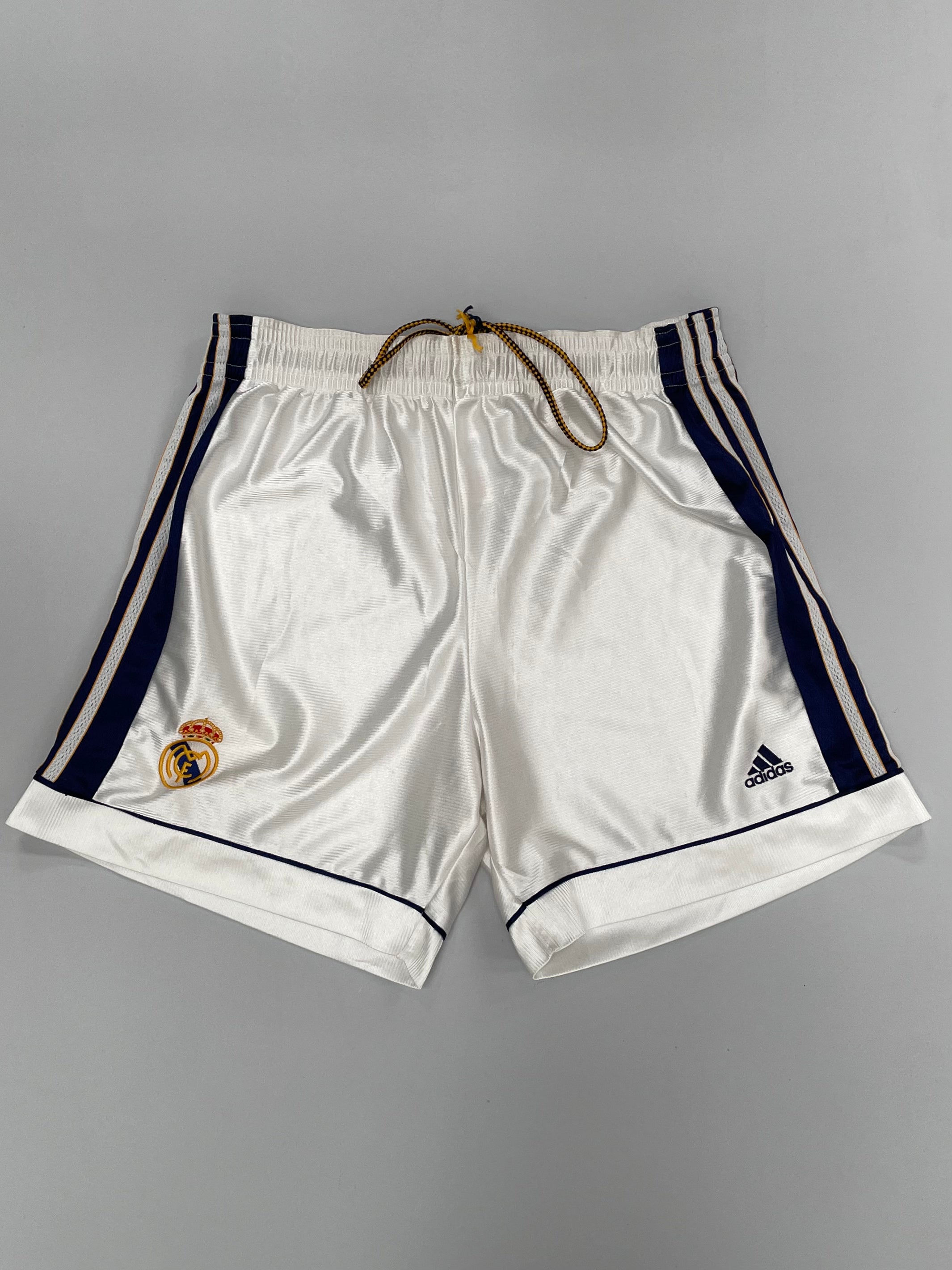 Shop 1999/00 REAL MADRID HOME SHORTS (L) ADIDAS, classic football shirts, vintage football shirts & retro soccer jerseys at Cult Kits
