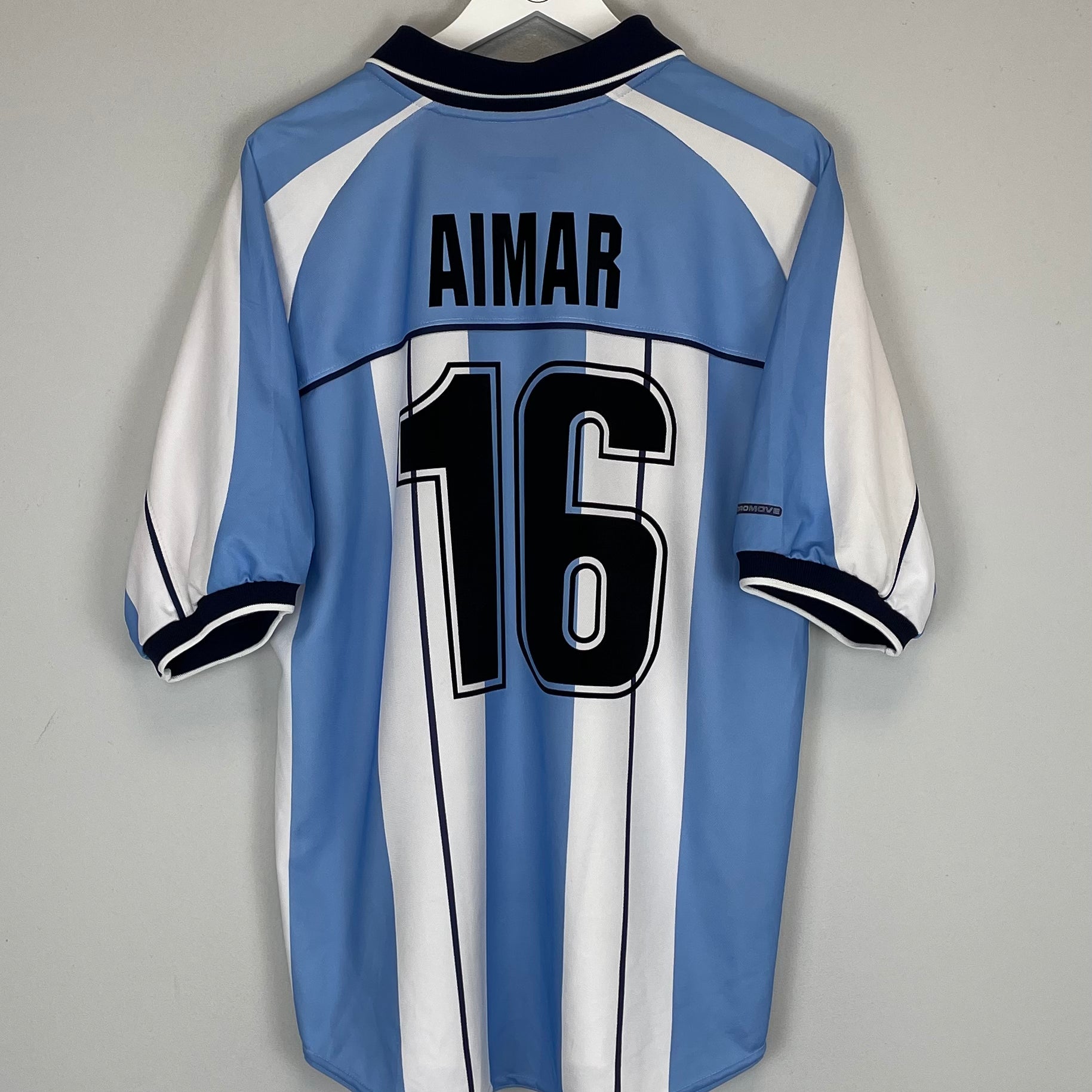 Shop 2000/01 ARGENTINA AIMAR #16 HOME SHIRT (L) REEBOK, classic football shirts, vintage football shirts & retro soccer jerseys at Cult Kits