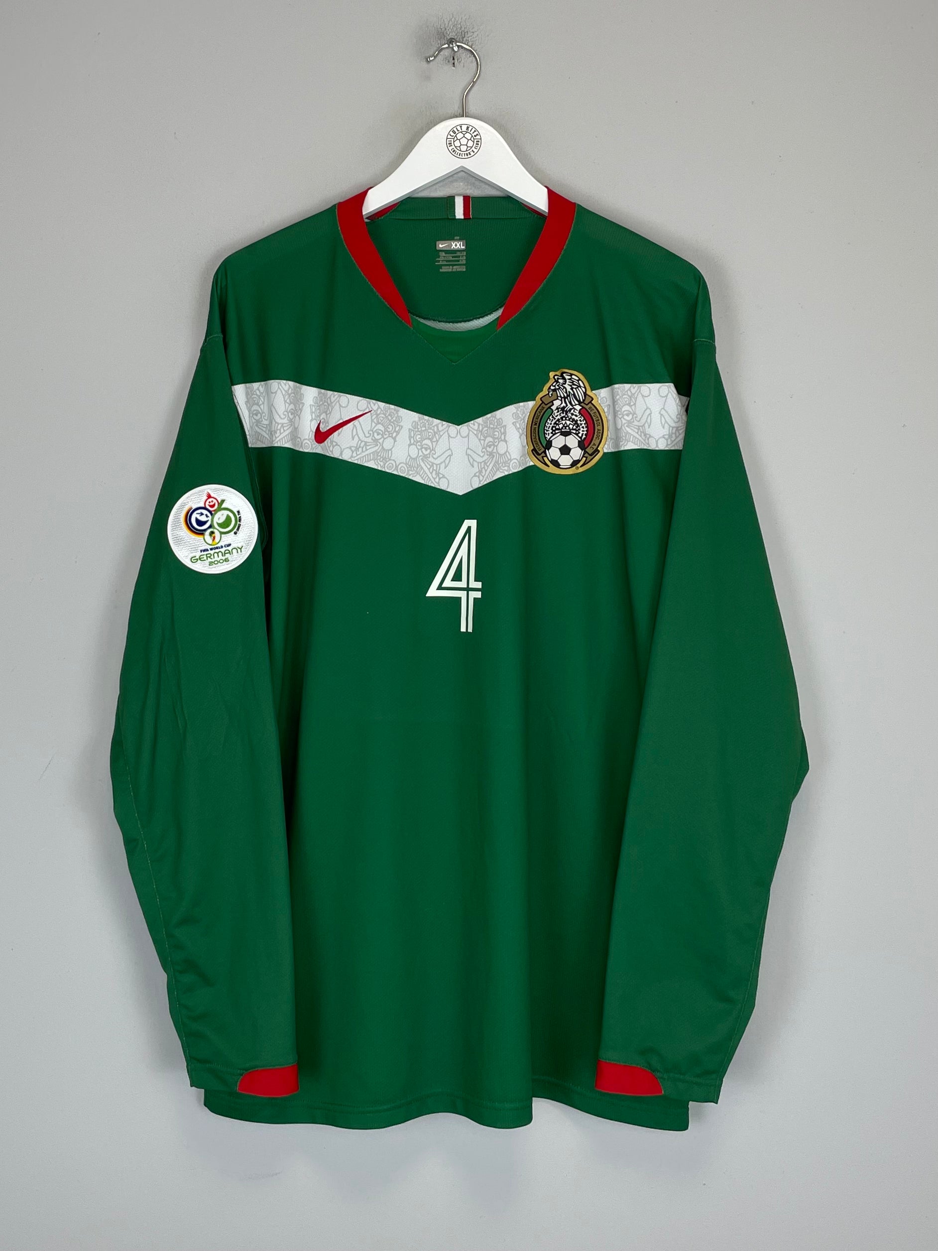 Shop 2006/07 MEXICO R.MARQUEZ #4 L/S HOME SHIRT (XXL) NIKE, classic football shirts, vintage football shirts & retro soccer jerseys at Cult Kits