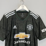 2020/21 Manchester United Van De Beek #34 away shirt by Adidas in excellent condition, size Medium, featuring black and silver design.