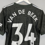 2020/21 Manchester United Van De Beek #34 away shirt, size Medium, Adidas, back view showing name and number.