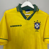 Shop 1993/94 BRAZIL HOME SHIRT (M) UMBRO, classic football shirts, vintage football shirts & retro soccer jerseys at Cult Kits