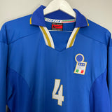 Shop 1996/97 ITALY #4 *PLAYER ISSUE* L/S HOME SHIRT (XL) NIKE, classic football shirts, vintage football shirts & retro soccer jerseys at Cult Kits