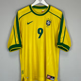 Shop 1998/00 BRAZIL RONALDO #9 HOME SHIRT (L) NIKE, classic football shirts, vintage football shirts & retro soccer jerseys at Cult Kits