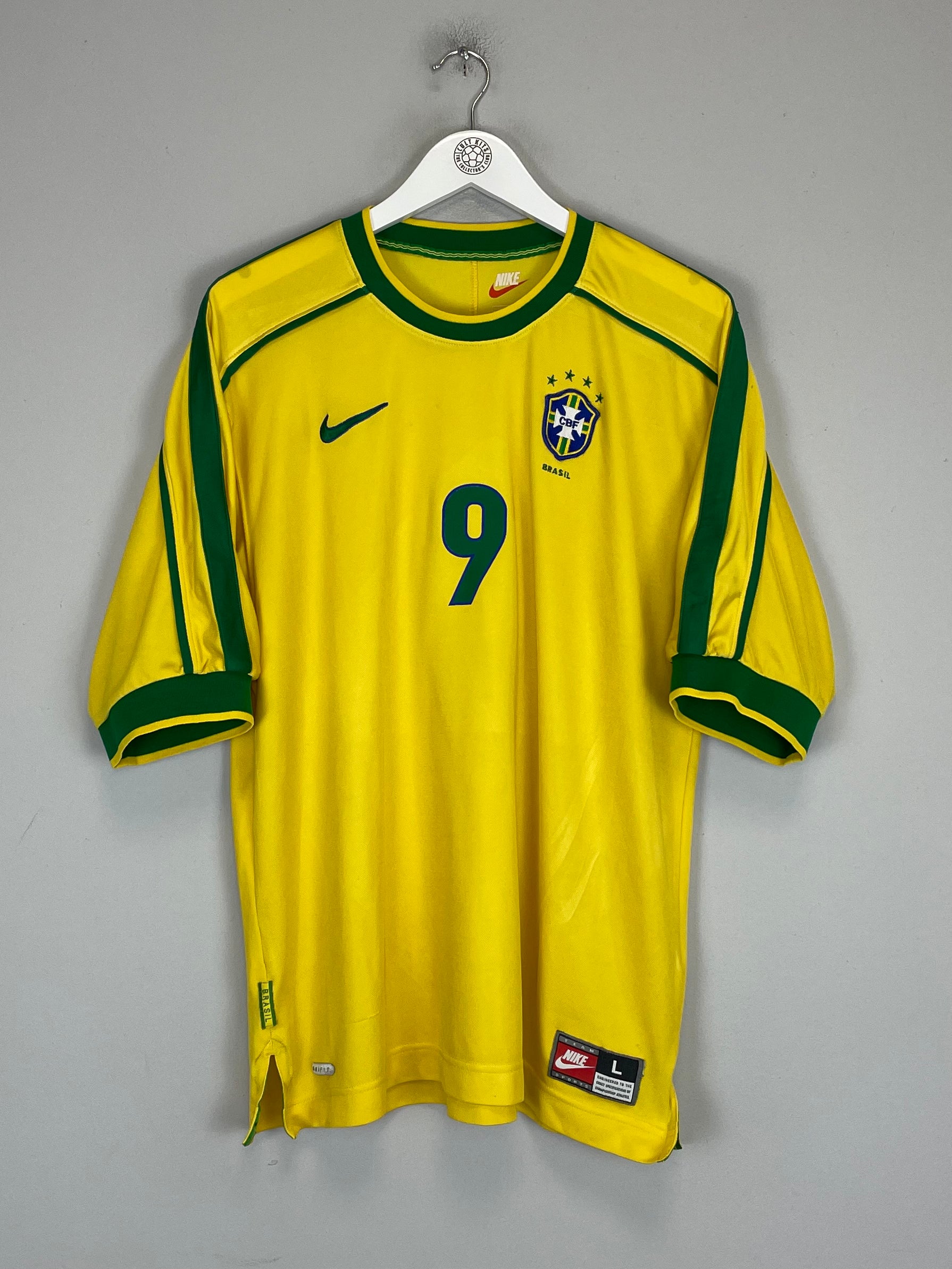 Shop 1998/00 BRAZIL RONALDO #9 HOME SHIRT (L) NIKE, classic football shirts, vintage football shirts & retro soccer jerseys at Cult Kits