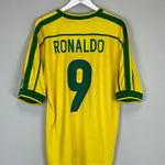 Shop 1998/00 BRAZIL RONALDO #9 HOME SHIRT (L) NIKE, classic football shirts, vintage football shirts & retro soccer jerseys at Cult Kits