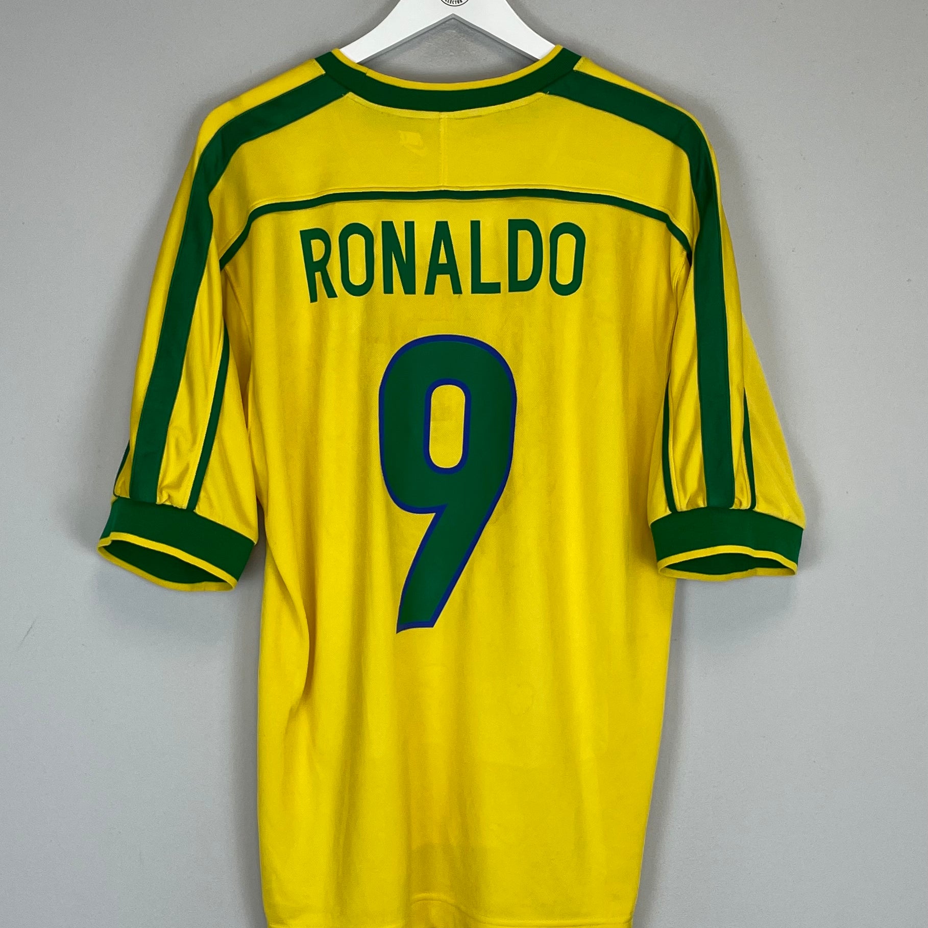Shop 1998/00 BRAZIL RONALDO #9 HOME SHIRT (L) NIKE, classic football shirts, vintage football shirts & retro soccer jerseys at Cult Kits