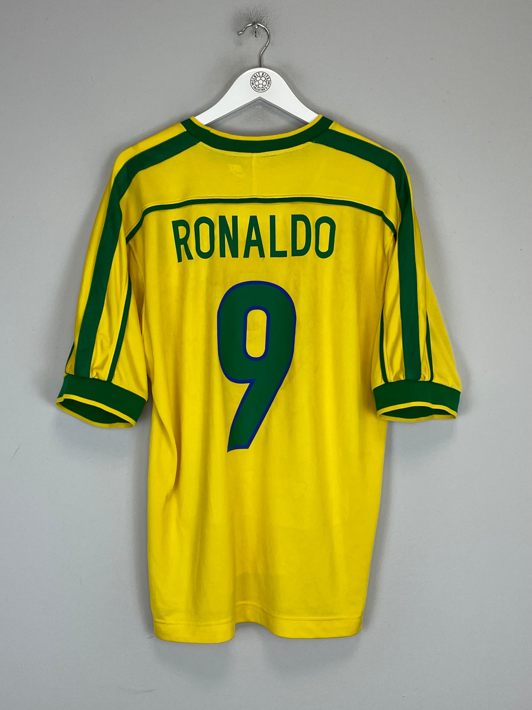 Shop 1998/00 BRAZIL RONALDO #9 HOME SHIRT (L) NIKE, classic football shirts, vintage football shirts & retro soccer jerseys at Cult Kits