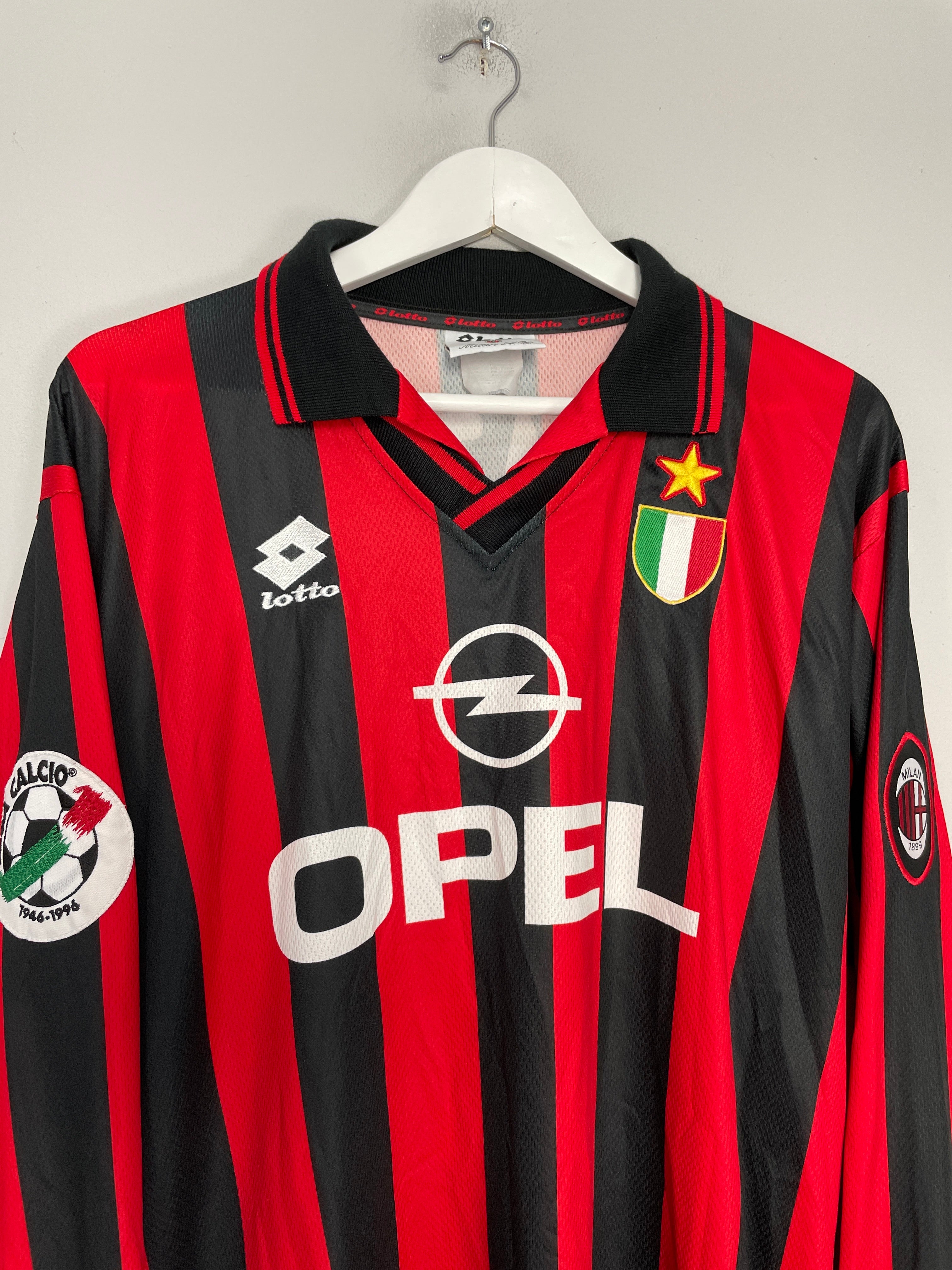 Shop 1994/95 AC MILAN LOCATELLI #16 *MATCH ISSUE* L/S HOME SHIRT (XL) LOTTO, classic football shirts, vintage football shirts & retro soccer jerseys at Cult Kits