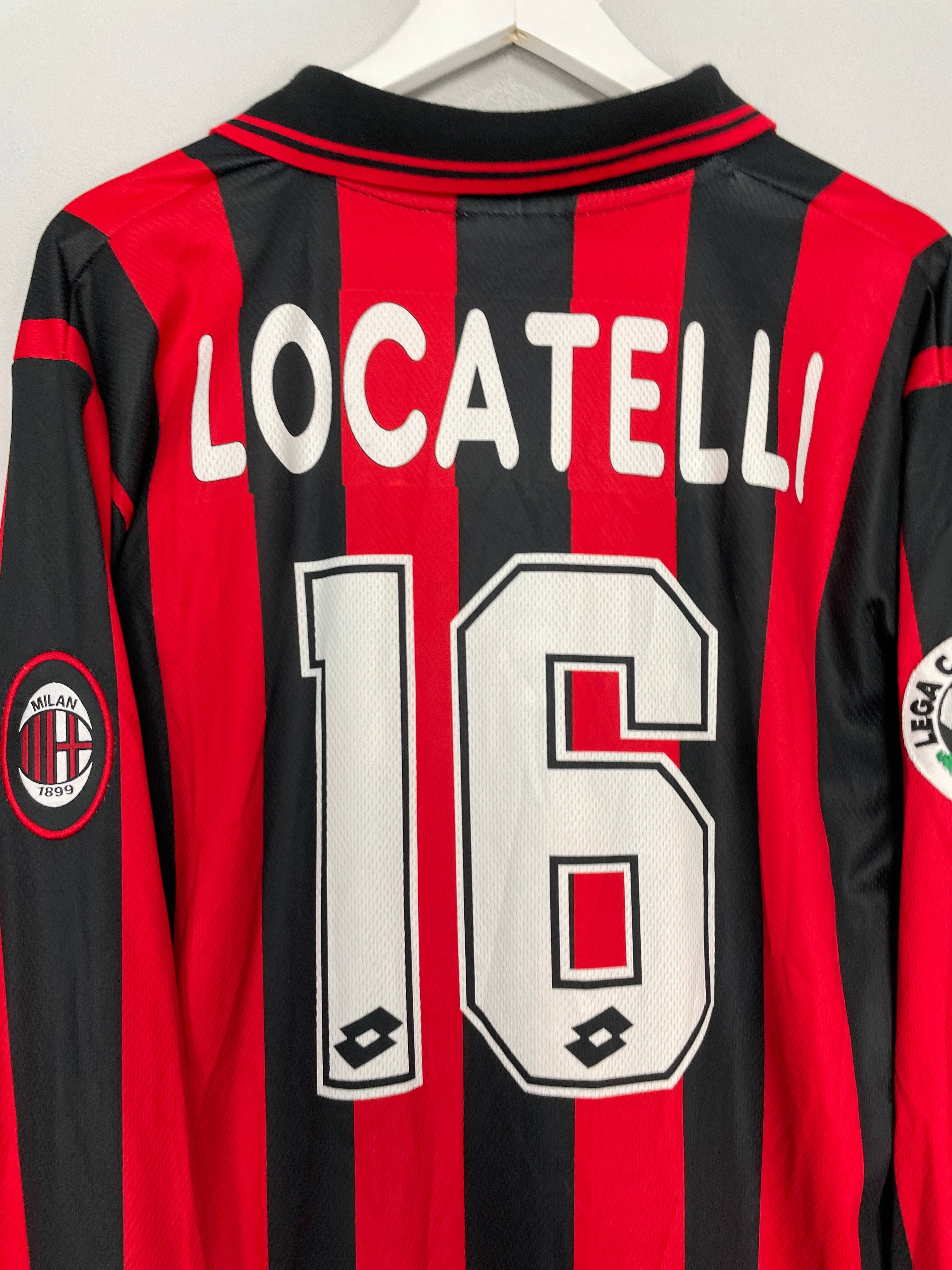 Shop 1994/95 AC MILAN LOCATELLI #16 *MATCH ISSUE* L/S HOME SHIRT (XL) LOTTO, classic football shirts, vintage football shirts & retro soccer jerseys at Cult Kits