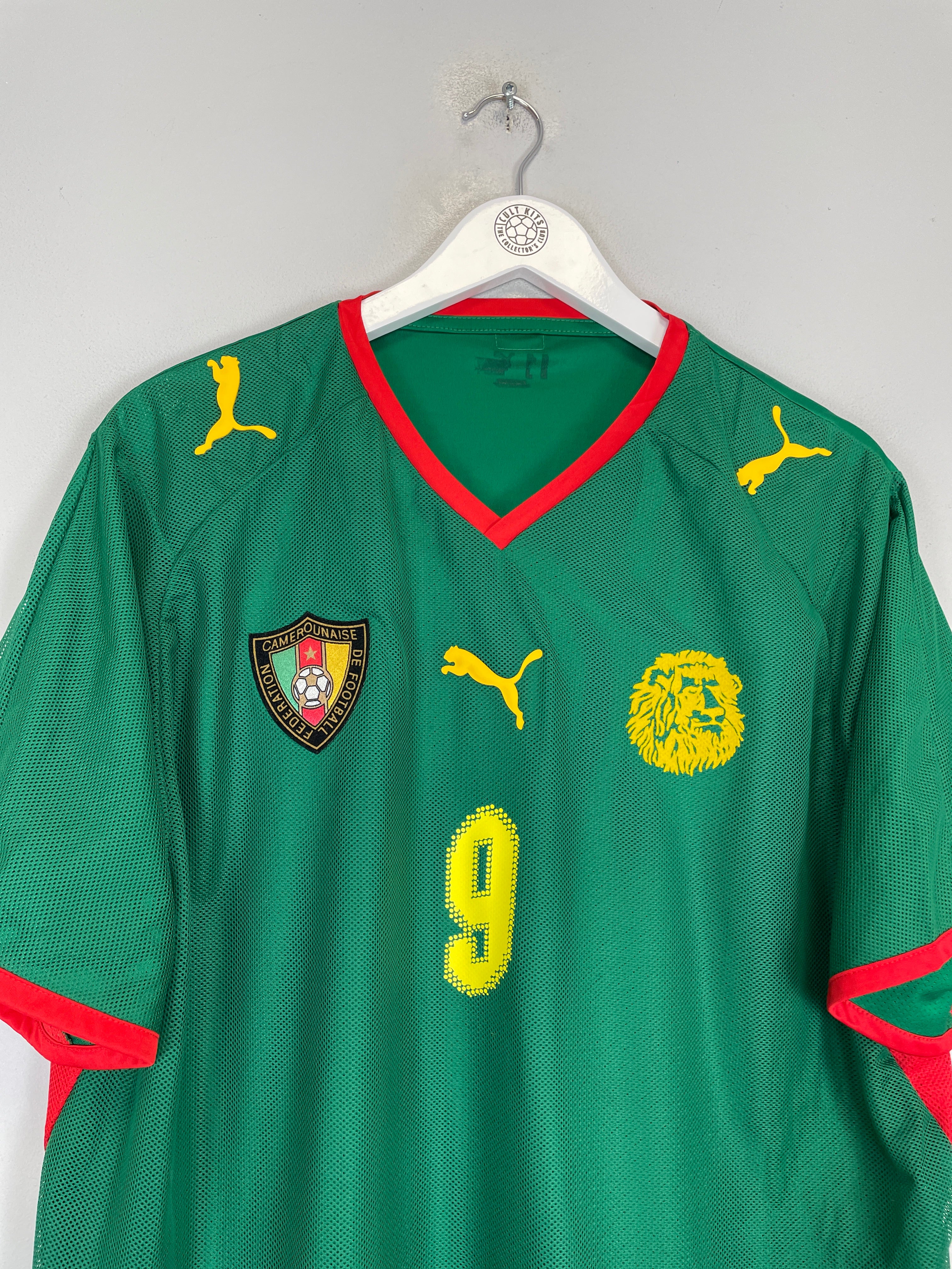 2008/09 Cameroon Eto'o #9 home shirt by Puma, size XXL, featuring national team crest and lion emblem.