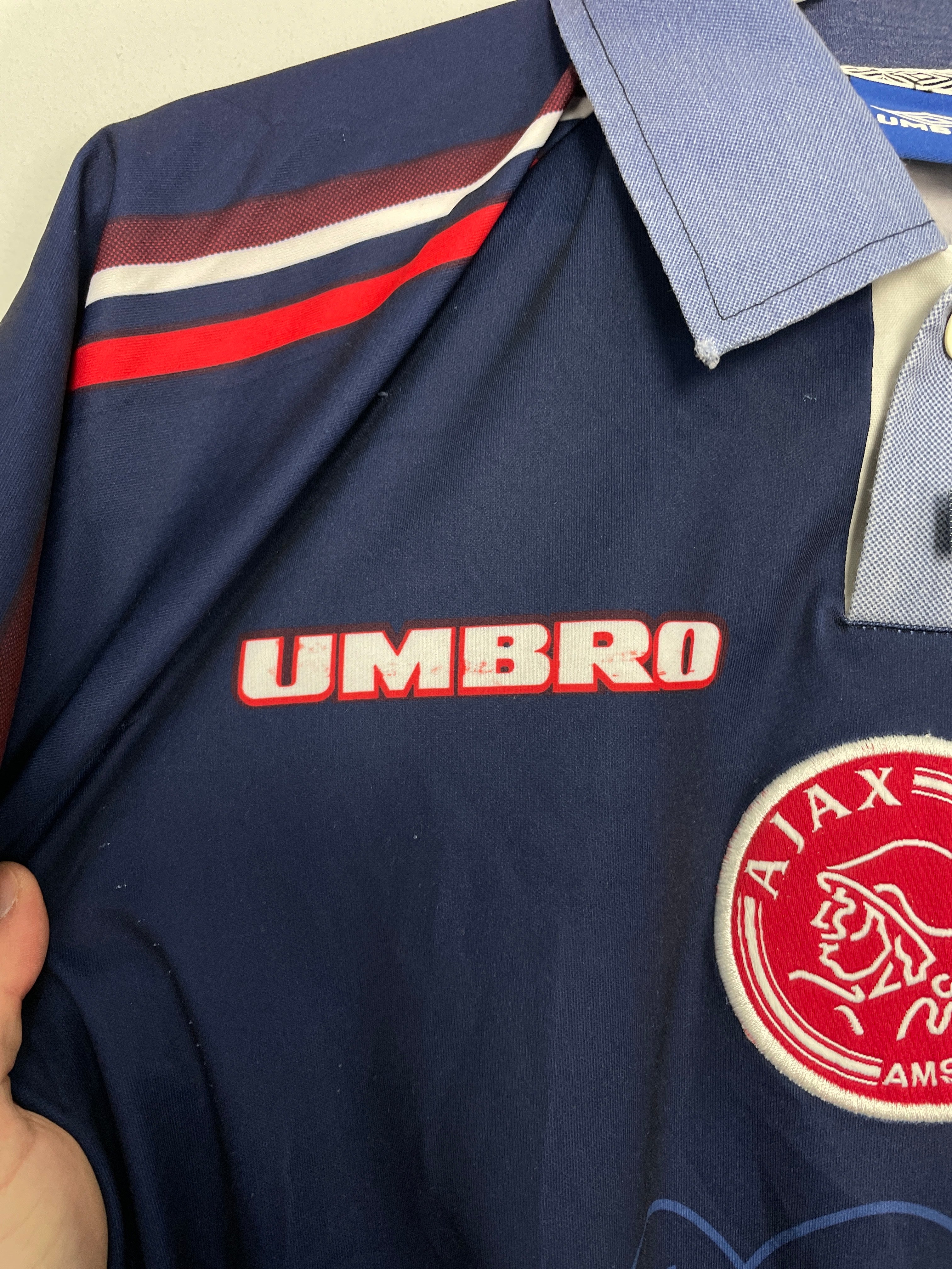 Shop 1997/98 AJAX LAUDRUP #11 AWAY SHIRT (L) UMBRO, classic football shirts, vintage football shirts & retro soccer jerseys at Cult Kits
