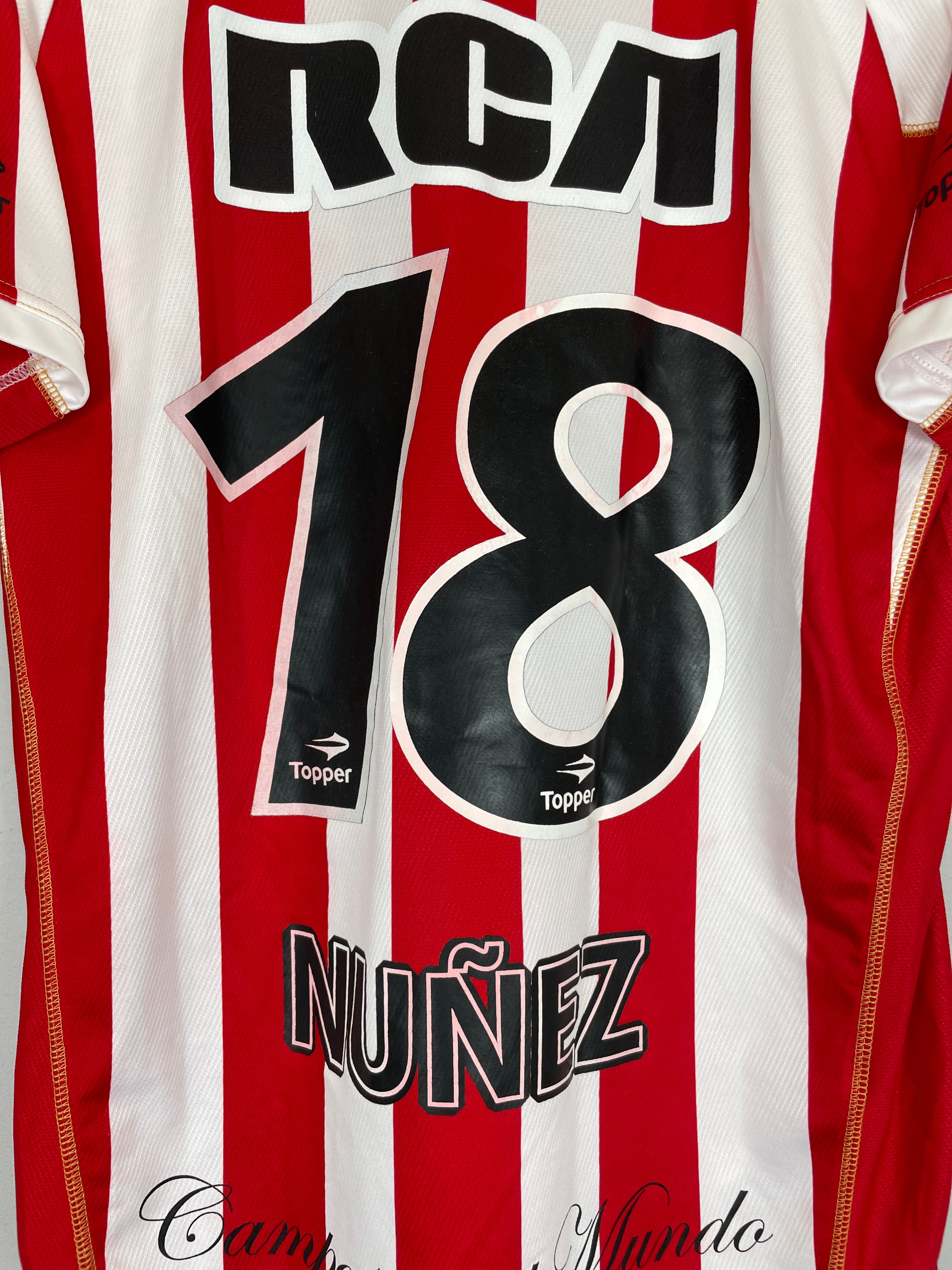 Shop 2009/10 ESTUDIANTES NUNEZ #18 HOME SHIRT (M) TOPPER, classic football shirts, vintage football shirts & retro soccer jerseys at Cult Kits