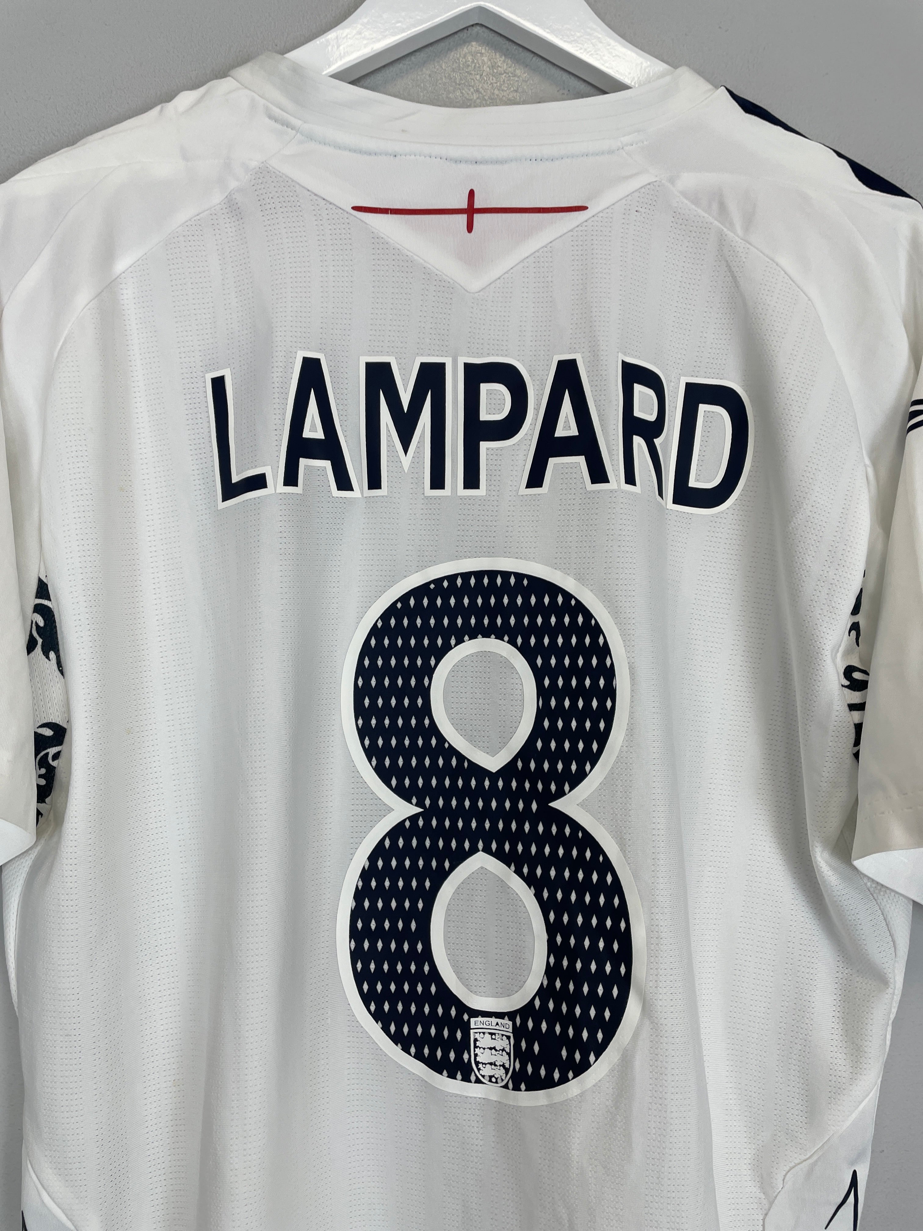 Frank Lampard #8 England home shirt, 2007/09 season, Umbro, size XL, very good condition, faint spot and slight badge fade.