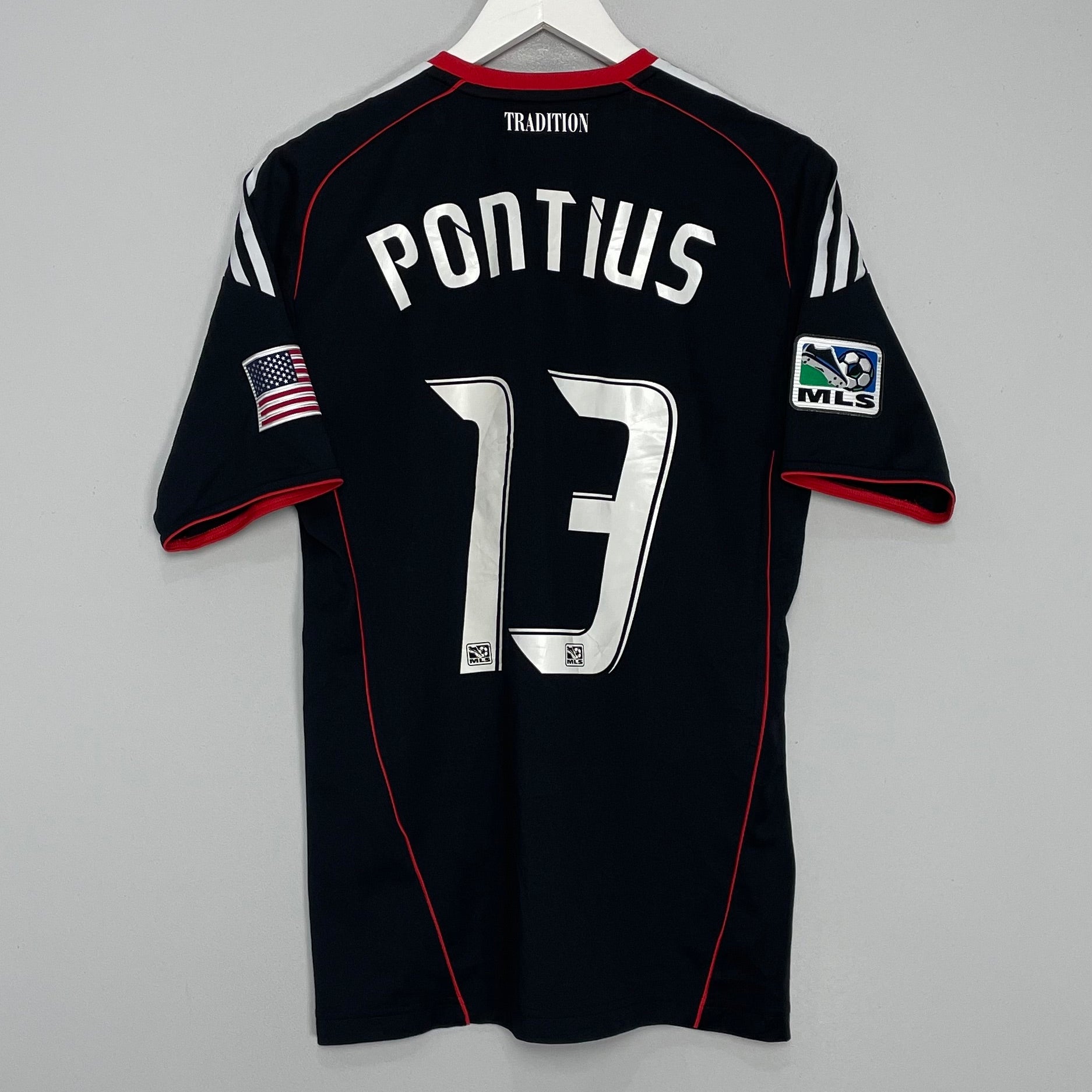 Shop 2010 DC UNITED PONTIUS #13 *PLAYER ISSUE* HOME SHIRT (M) ADIDAS, classic football shirts, vintage football shirts & retro soccer jerseys at Cult Kits