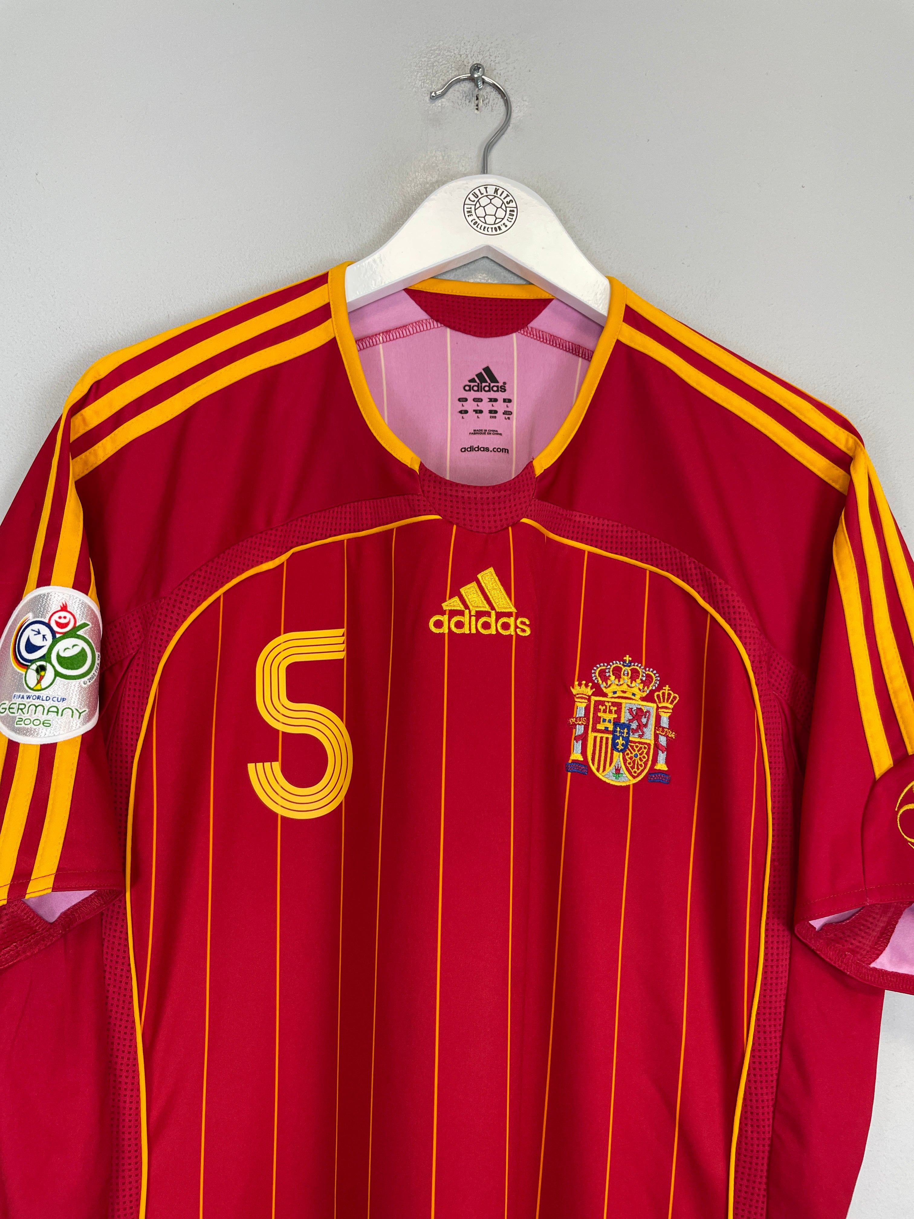 Shop 2006/08 SPAIN PUYOL #5 HOME SHIRT (L) ADIDAS, classic football shirts, vintage football shirts & retro soccer jerseys at Cult Kits