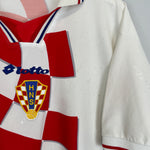 1998 Croatia home shirt by Lotto, large size, featuring red and white design with HNS logo, good condition with minor wear.