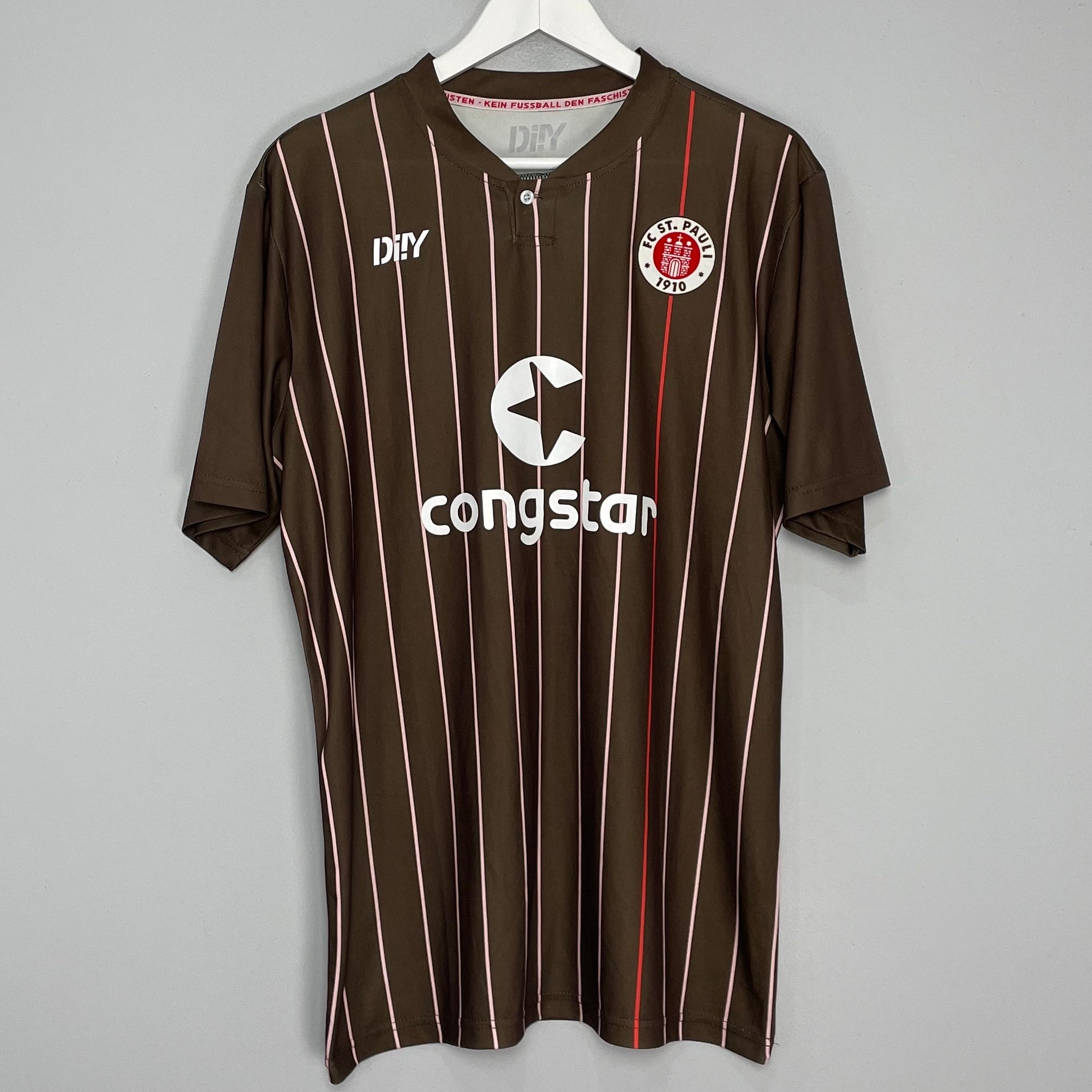 Shop 2021/22 ST PAULI HOME SHIRT (L) DI!Y, classic football shirts, vintage football shirts & retro soccer jerseys at Cult Kits
