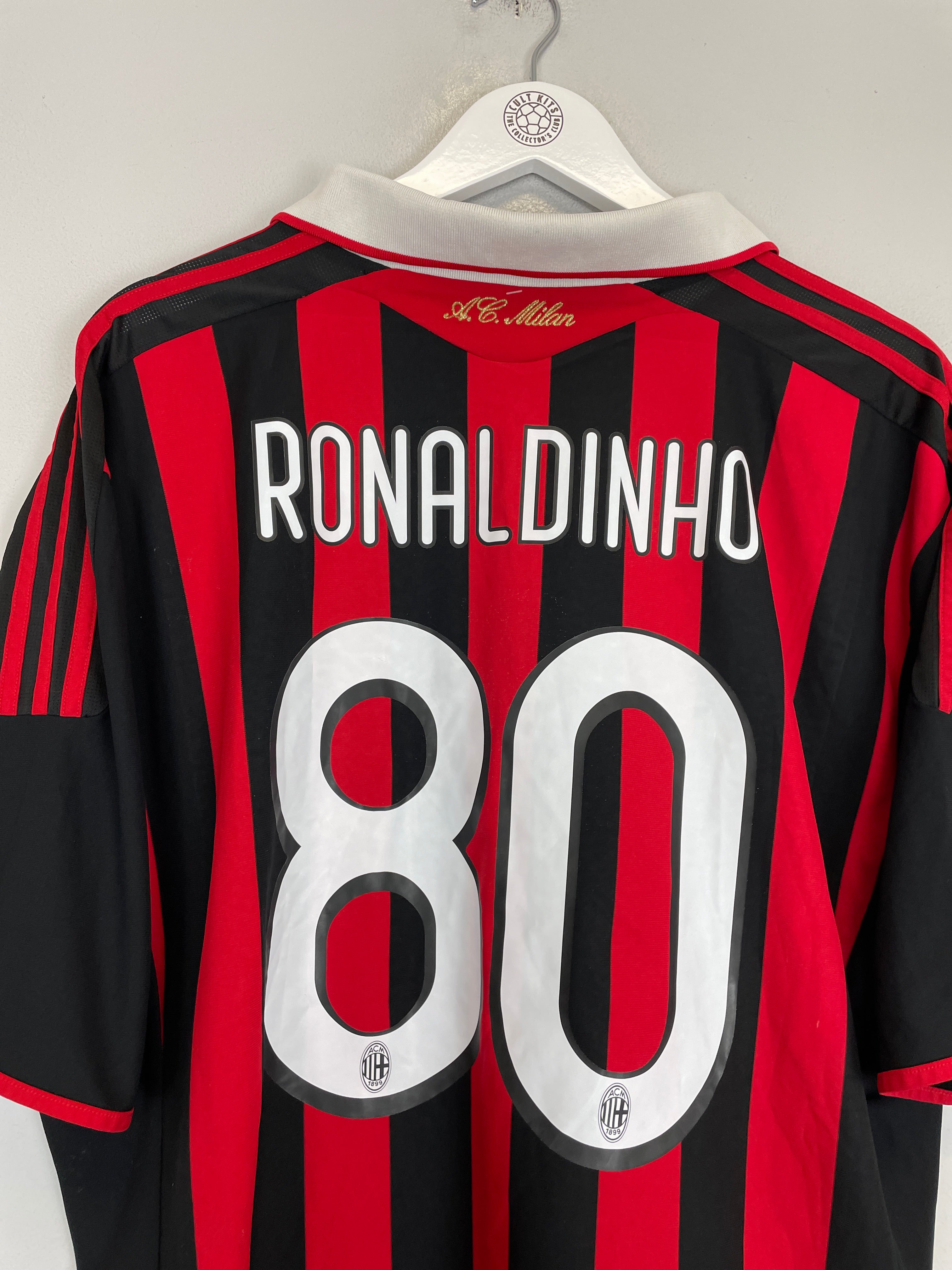 Shop 2009/10 AC MILAN RONALDINHO #80 HOME SHIRT (XXL) ADIDAS, classic football shirts, vintage football shirts & retro soccer jerseys at Cult Kits