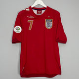 Shop 2006/08 ENGLAND BECKHAM #7 AWAY SHIRT (M) UMBRO, classic football shirts, vintage football shirts & retro soccer jerseys at Cult Kits