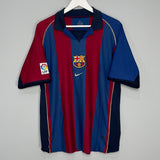 2001/02 BARCELONA RIVALDO #10 HOME SHIRT (L) NIKE