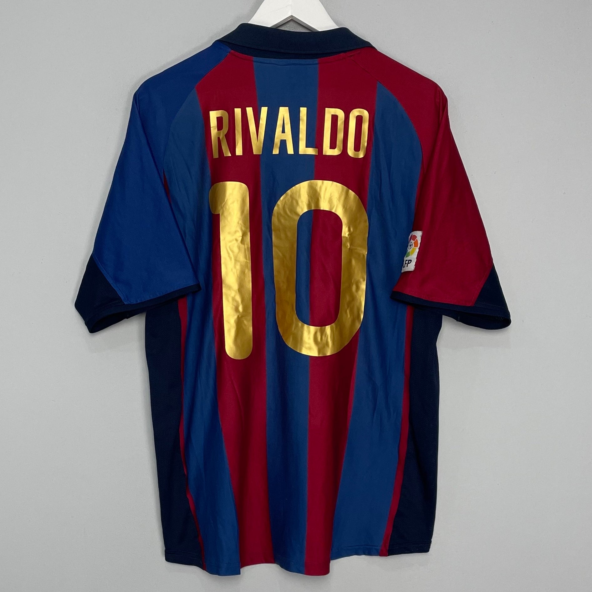 Shop 2001/02 BARCELONA RIVALDO #10 HOME SHIRT (L) NIKE, classic football shirts, vintage football shirts & retro soccer jerseys at Cult Kits